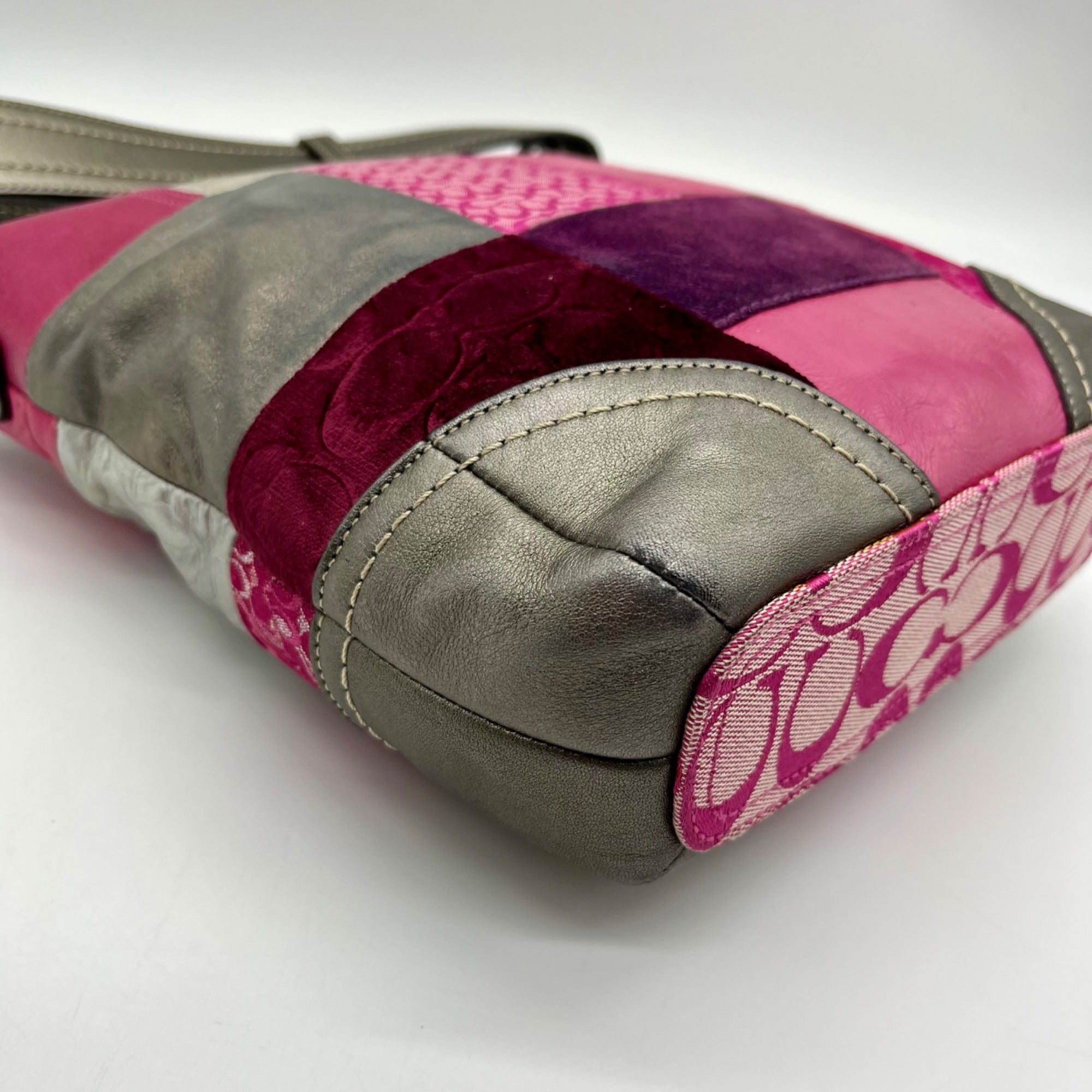 Coach Pink Soho Signature Canvas Patchwork Shoulder Bag F12863