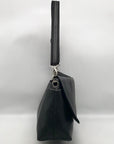 Tommy Hilfiger Black Leather Fold Over Messenger Bag