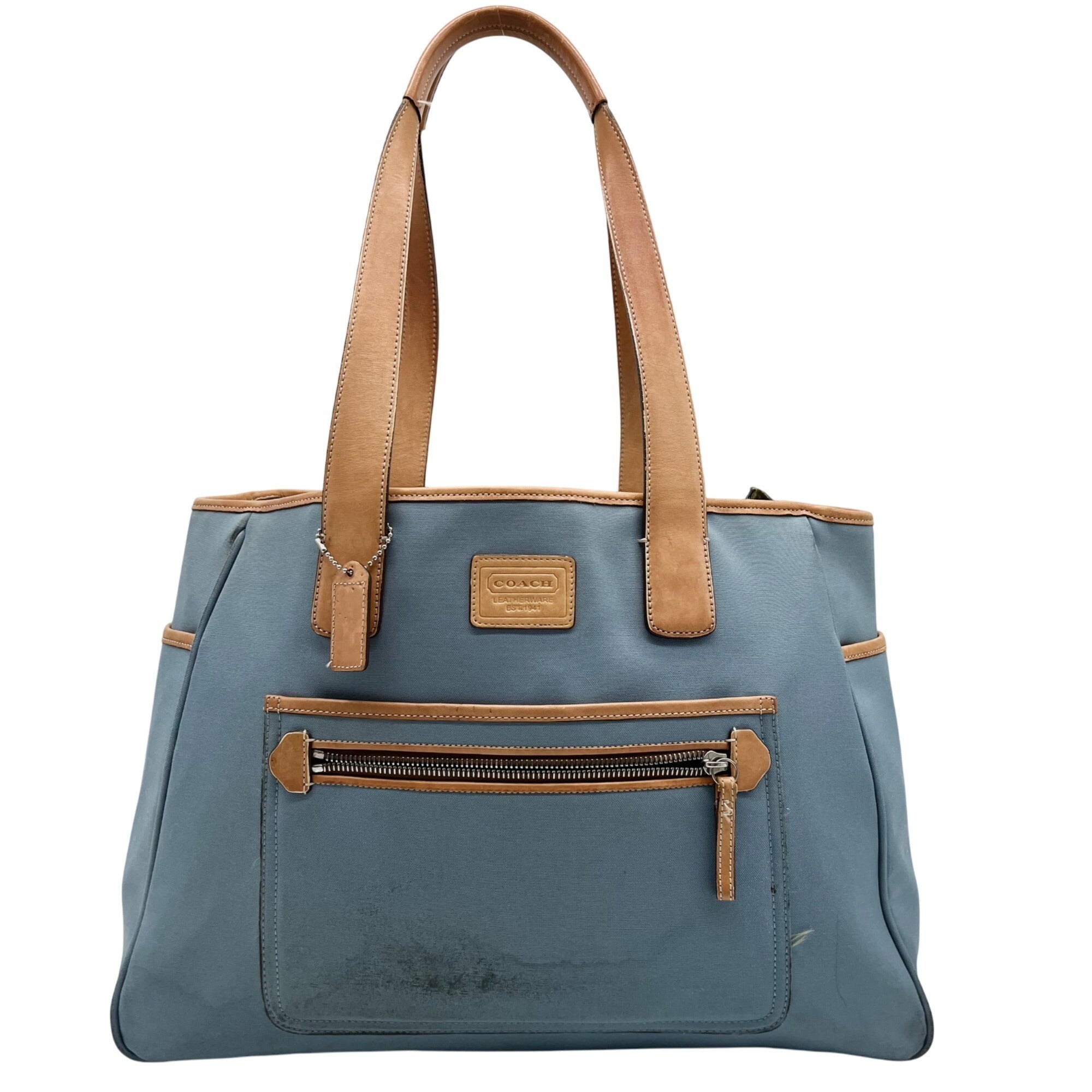 Coach Blue And Tan Fabric Diaper Bag 5975