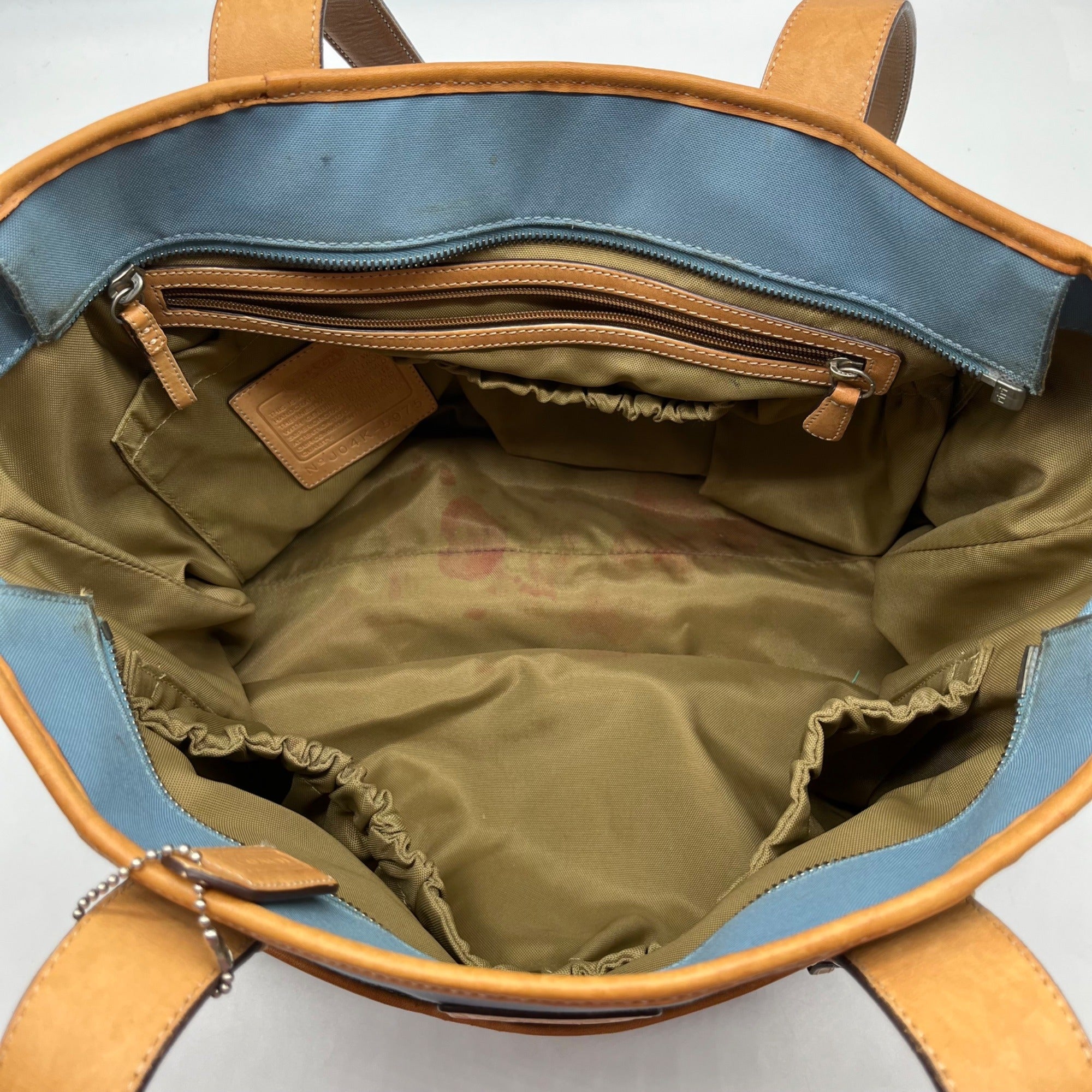 Coach Blue And Tan Fabric Diaper Bag 5975