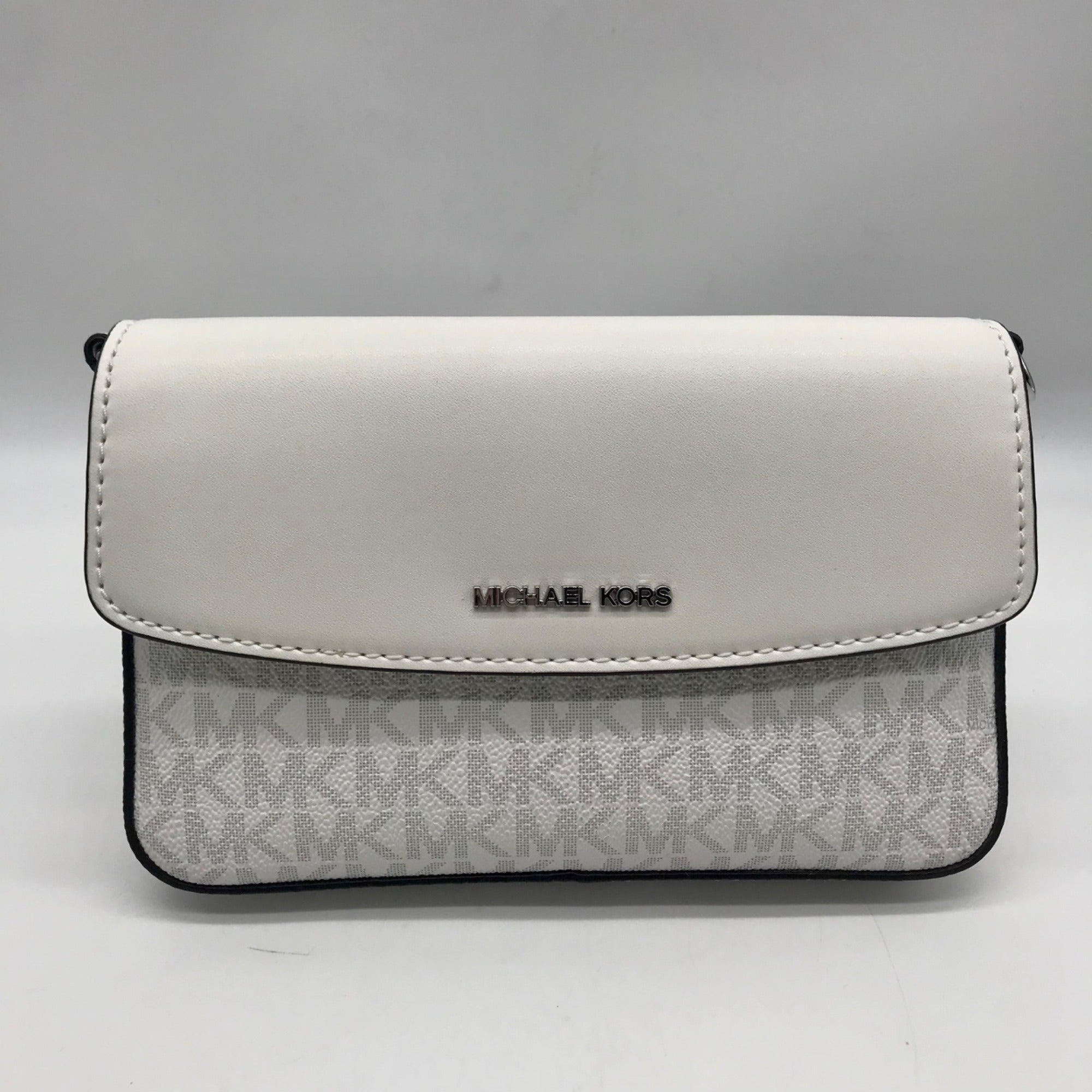 Michael Kors White Pebbled Leather Jest Set Large 2-in-1 Tote Bag and Mini Purse