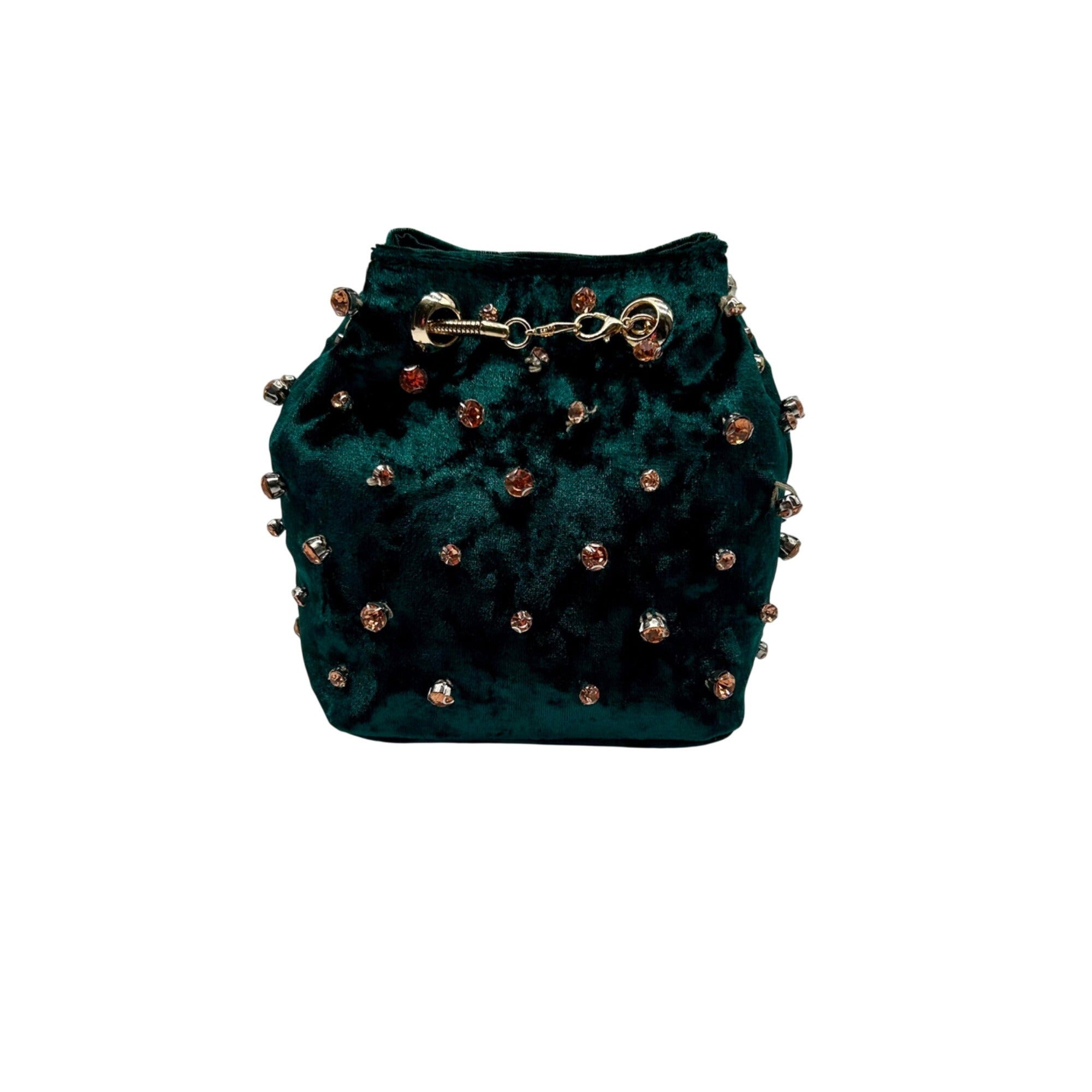 Madison West Green Velvet Party Bucket Bag