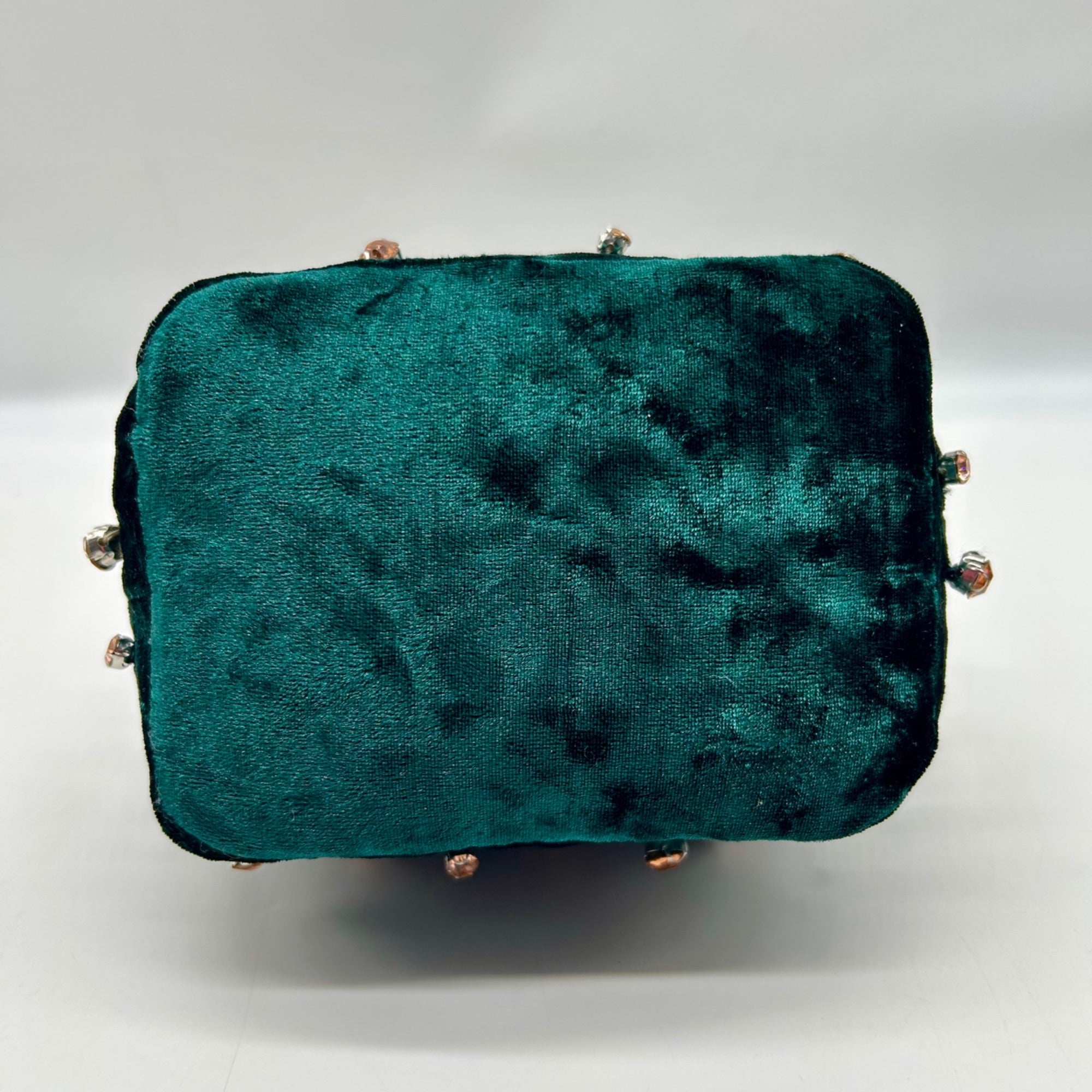 Madison West Green Velvet Party Bucket Bag
