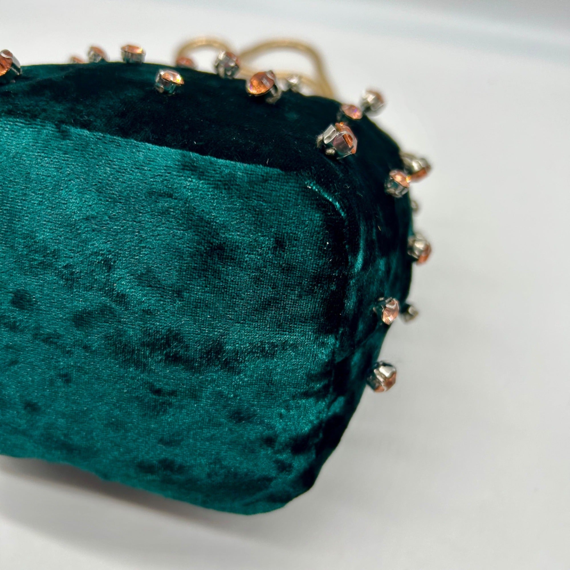 Madison West Green Velvet Party Bucket Bag
