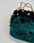 Madison West Green Velvet Party Bucket Bag