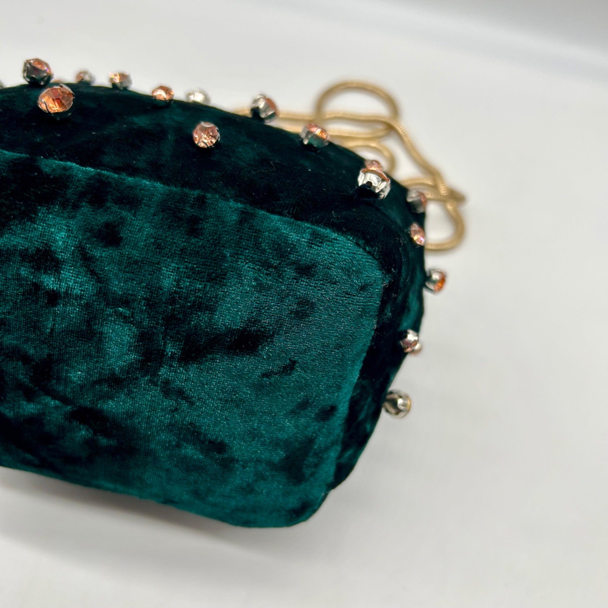Madison West Green Velvet Party Bucket Bag