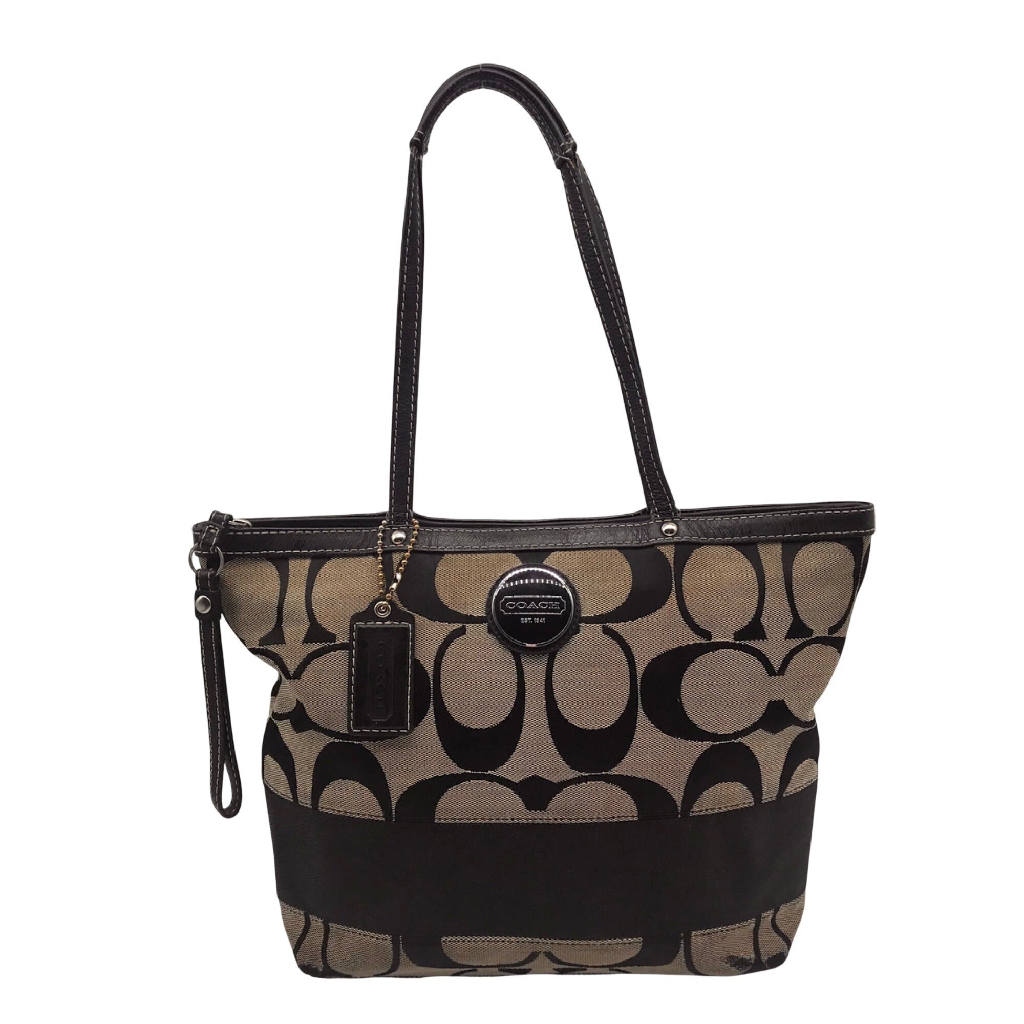 Coach Signature Black Canvas Tote Bag F15112