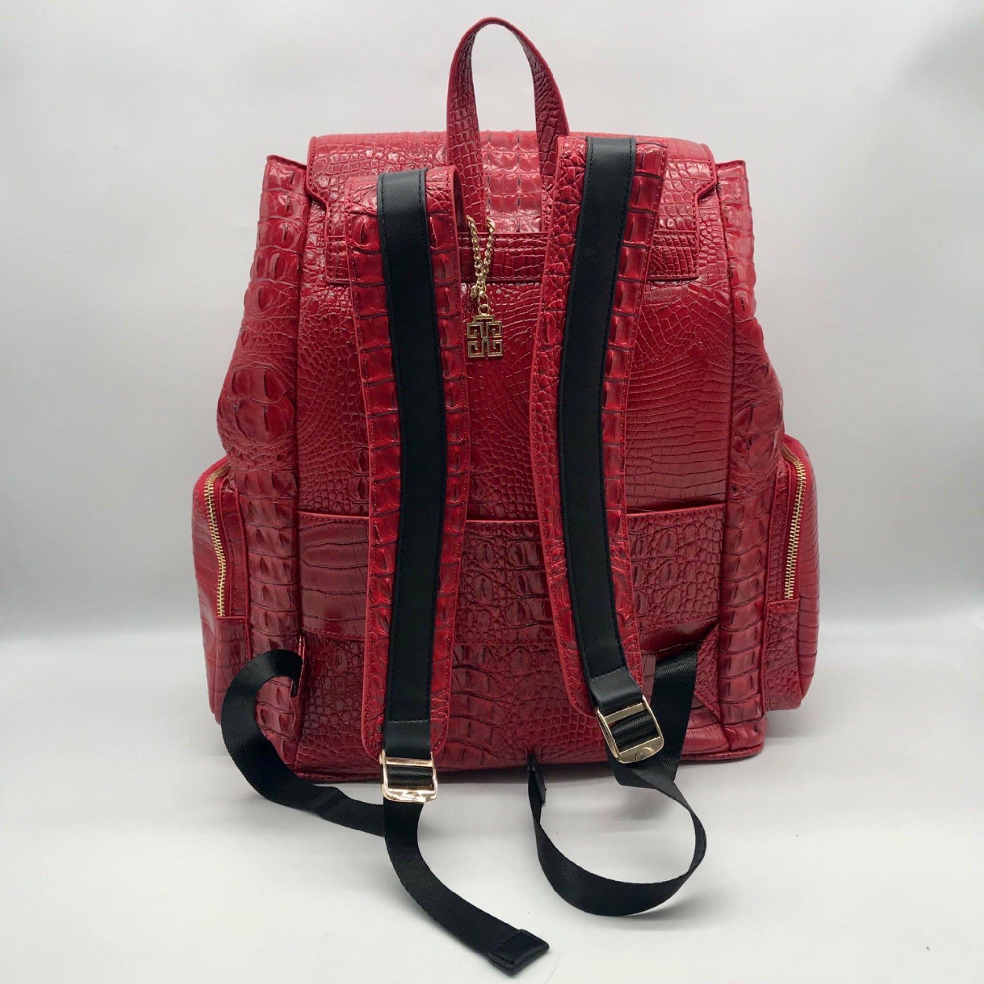 Exculuxe Red Croc Embossed Vegan Leather Windsor Backpack
