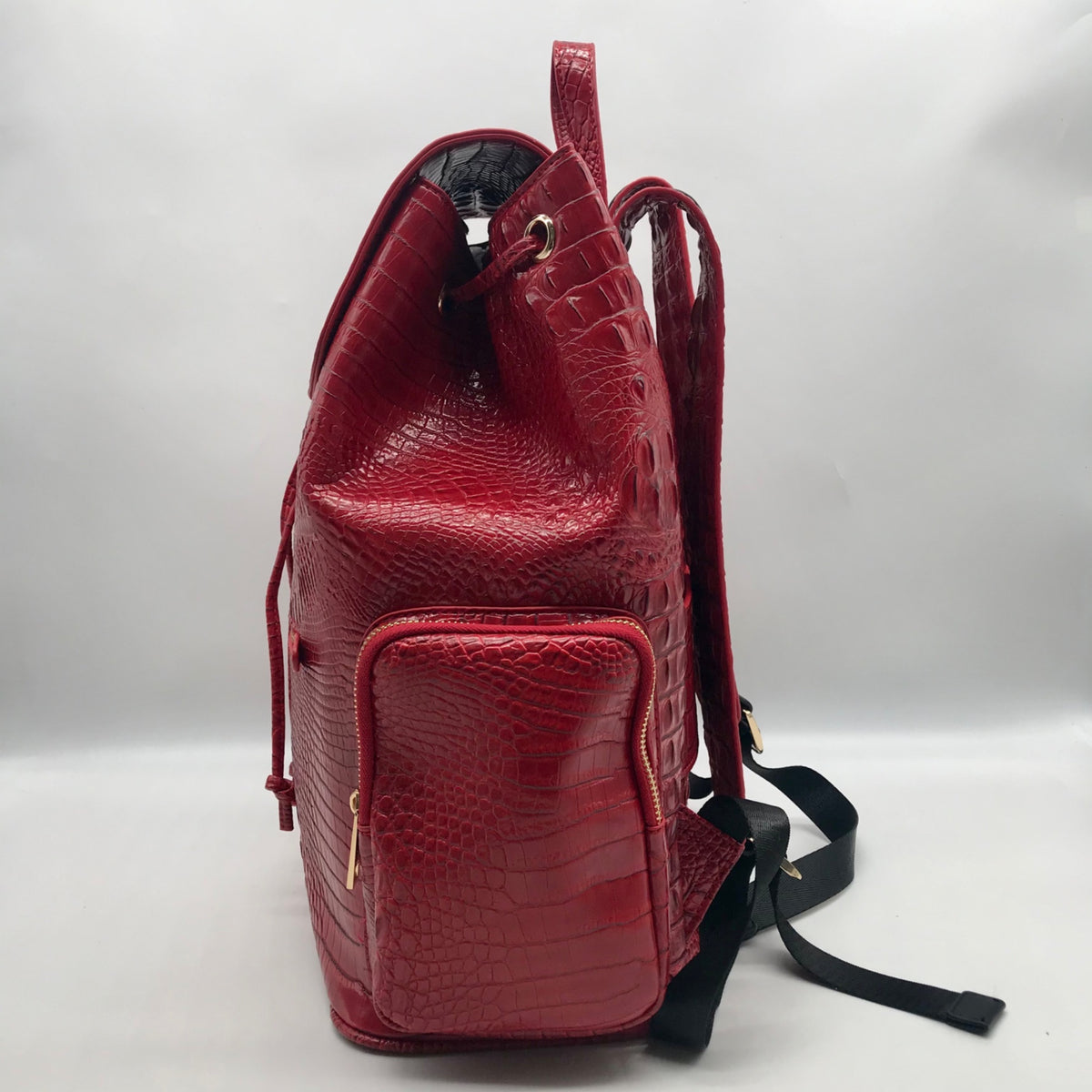 Exculuxe Red Croc Embossed Vegan Leather Windsor Backpack