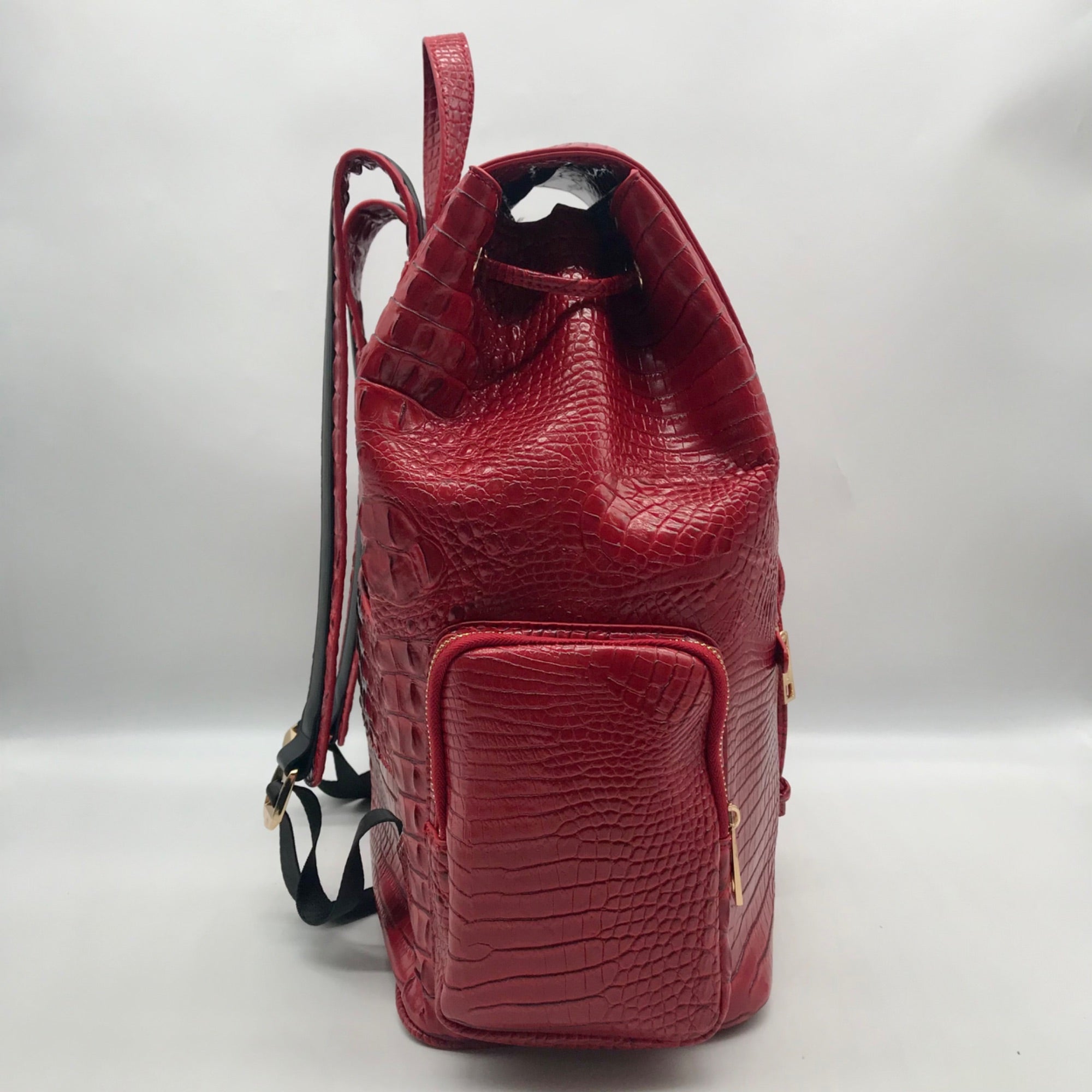 Exculuxe Red Croc Embossed Vegan Leather Windsor Backpack