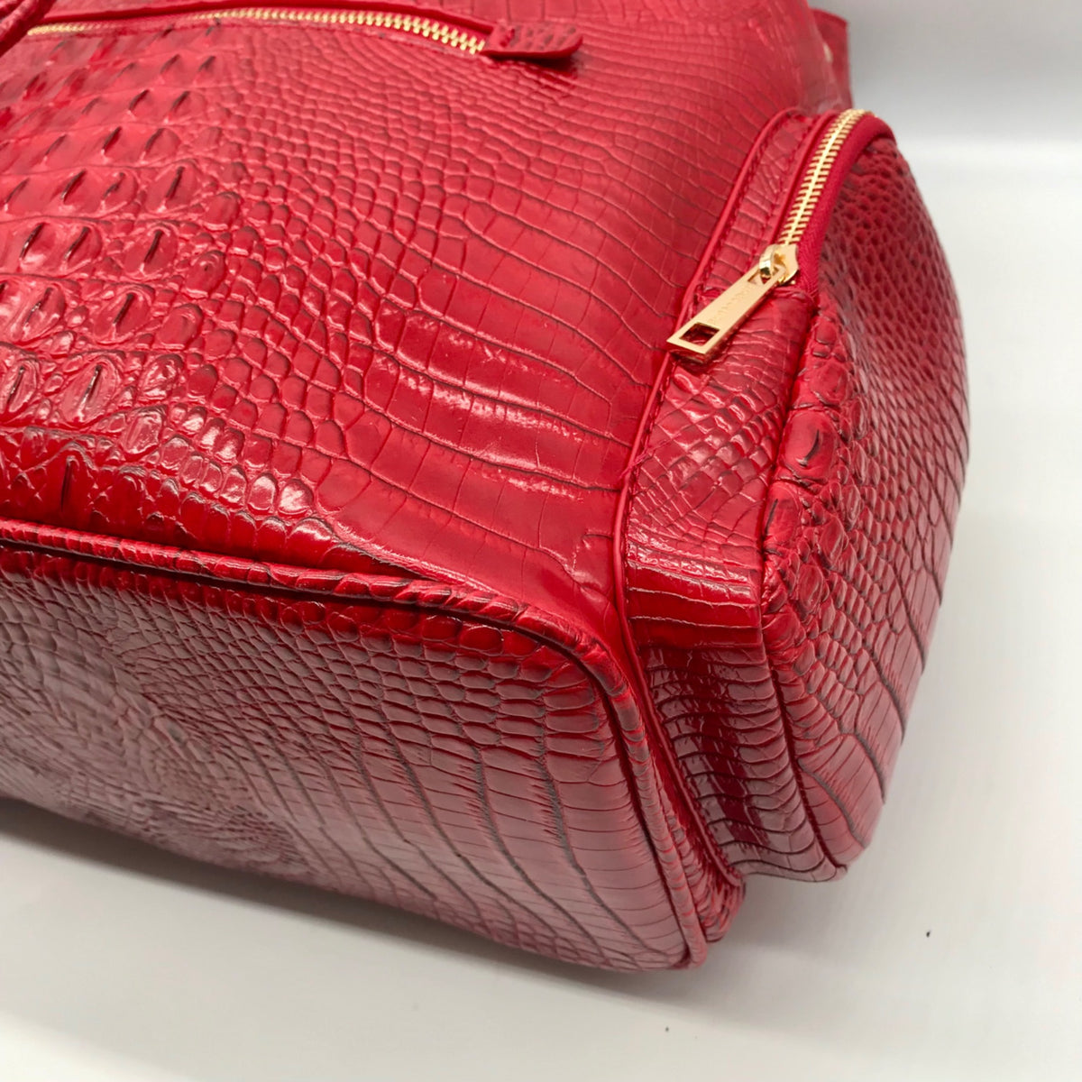 Exculuxe Red Croc Embossed Vegan Leather Windsor Backpack