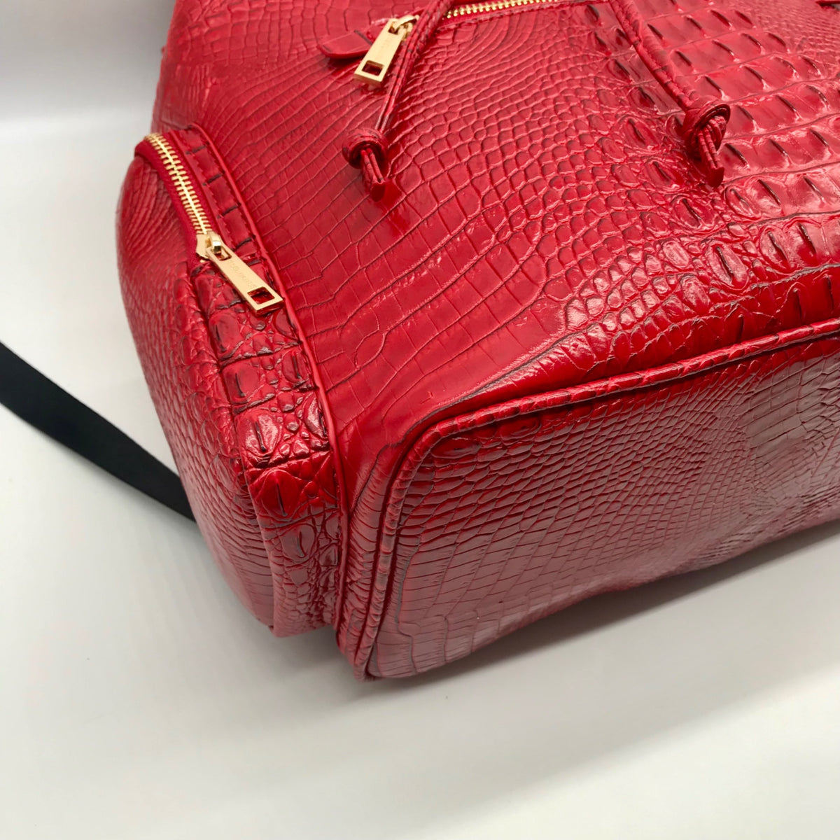 Exculuxe Red Croc Embossed Vegan Leather Windsor Backpack