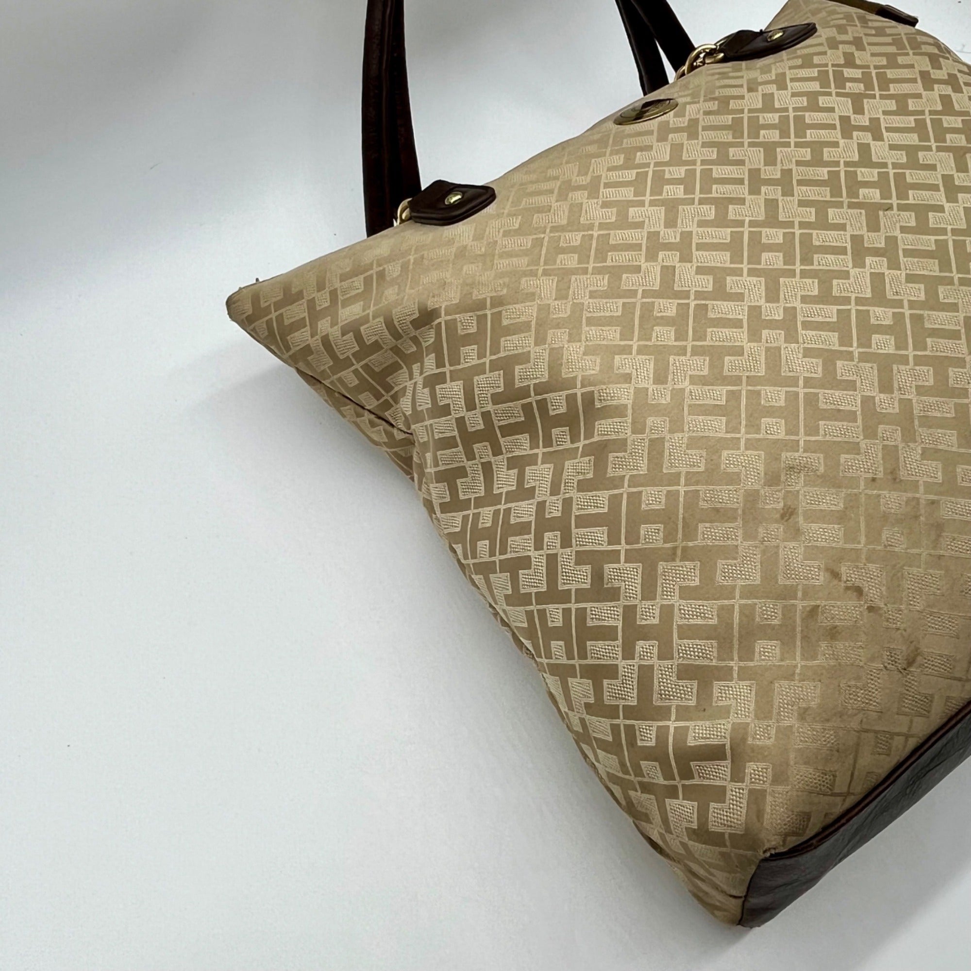 Tommy Hilfiger Tan Monogram Tote Bag