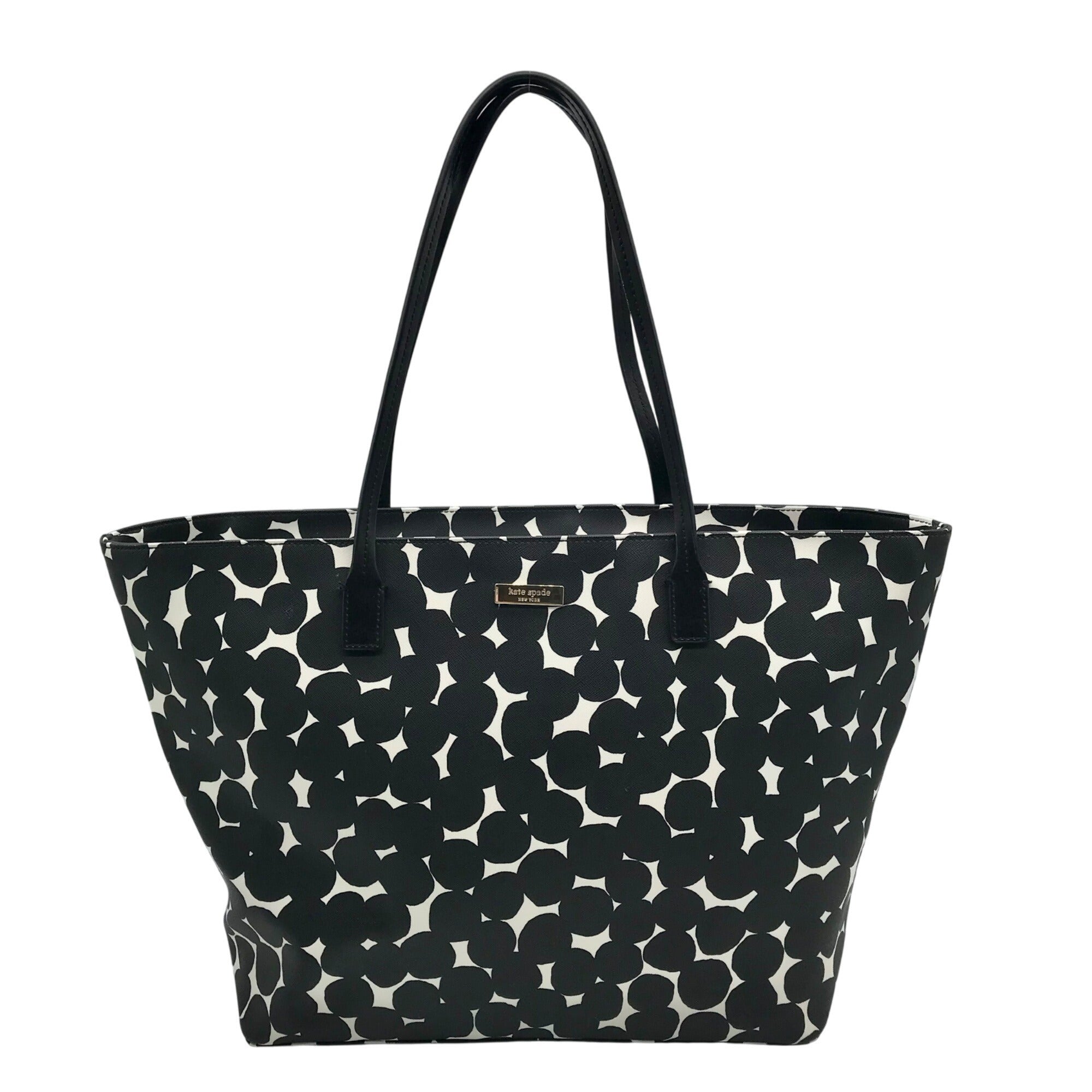 Kate Spade Black And White Leather Splodge Dot Margareta Shore Street Tote Bag
