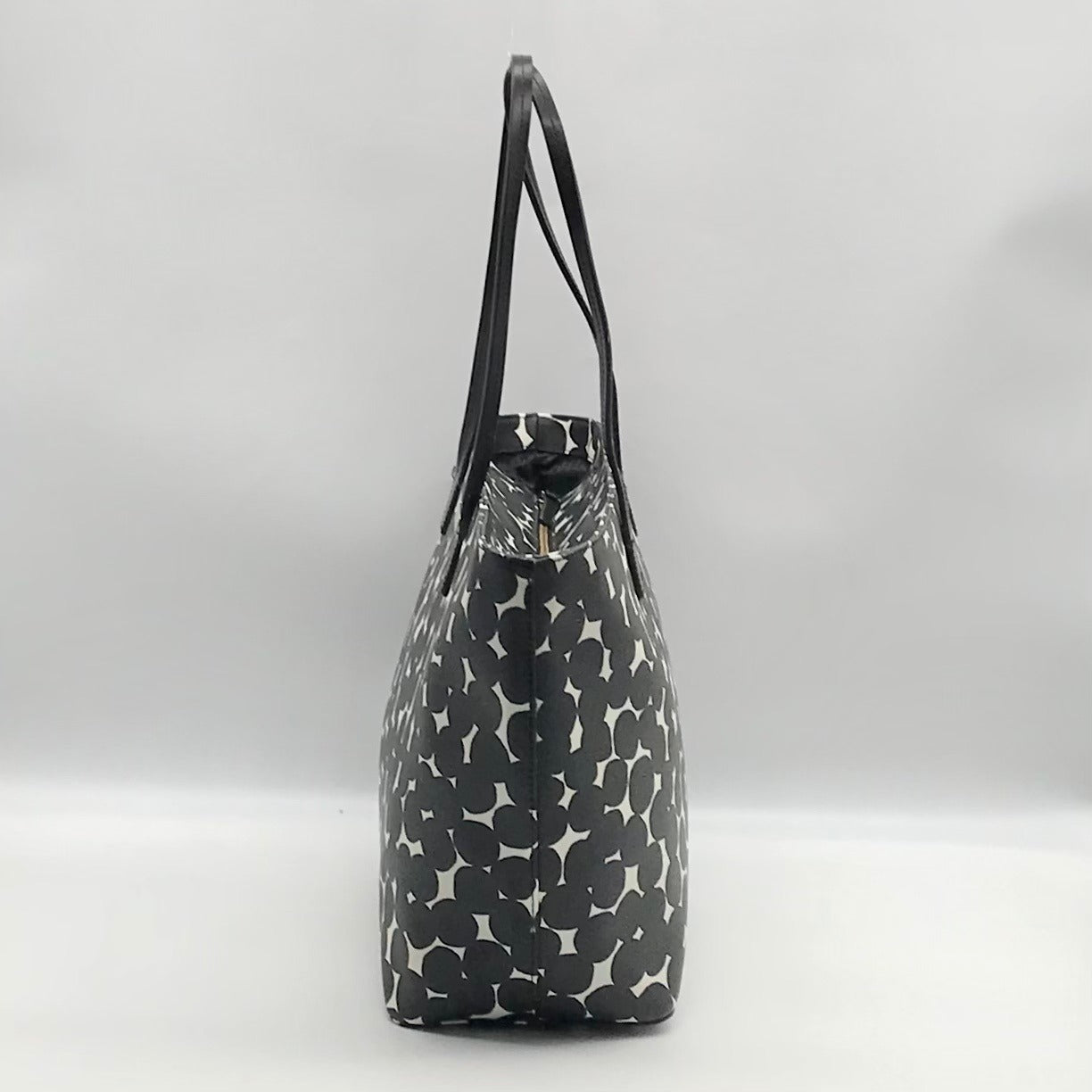 Kate Spade Black And White Leather Splodge Dot Margareta Shore Street Tote Bag