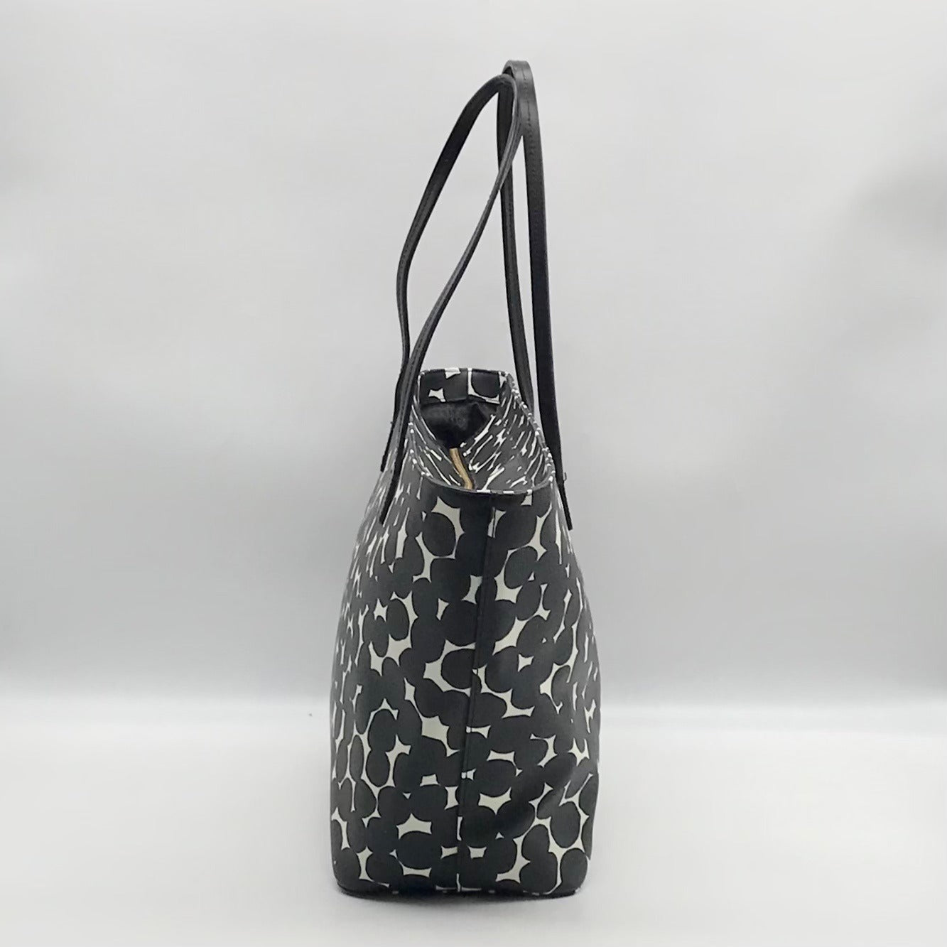 Kate Spade Black And White Leather Splodge Dot Margareta Shore Street Tote Bag