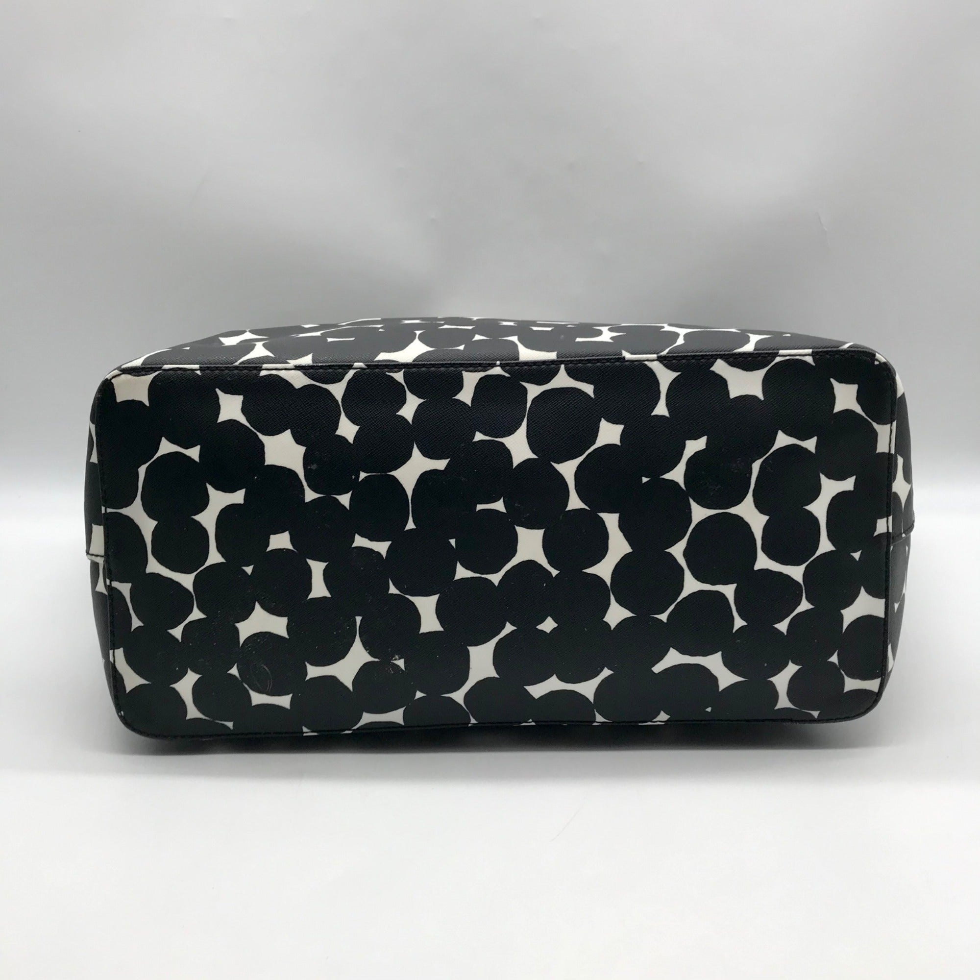 Kate Spade Black And White Leather Splodge Dot Margareta Shore Street Tote Bag