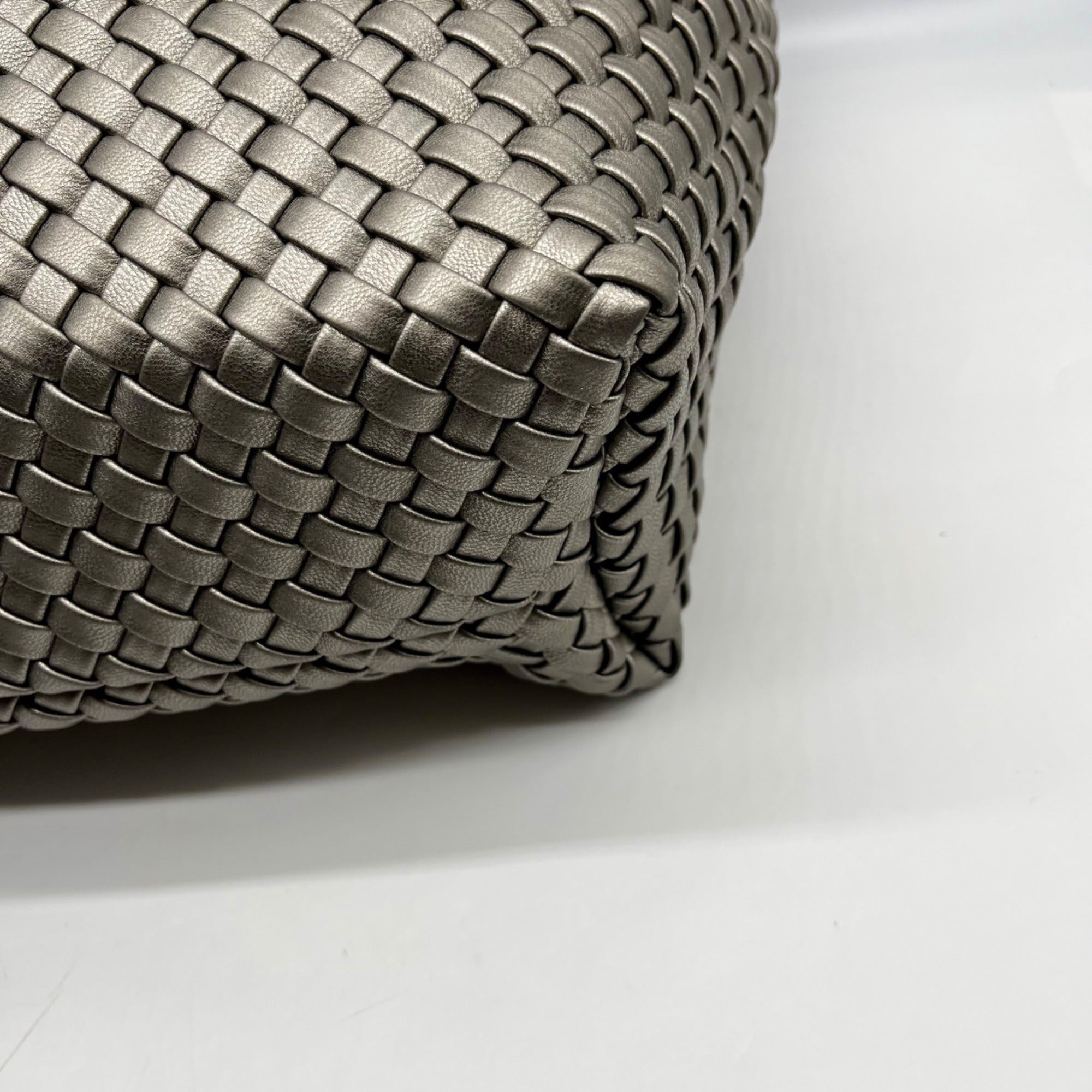 Unbranded Grey Woven Faux Leather Tote Bag