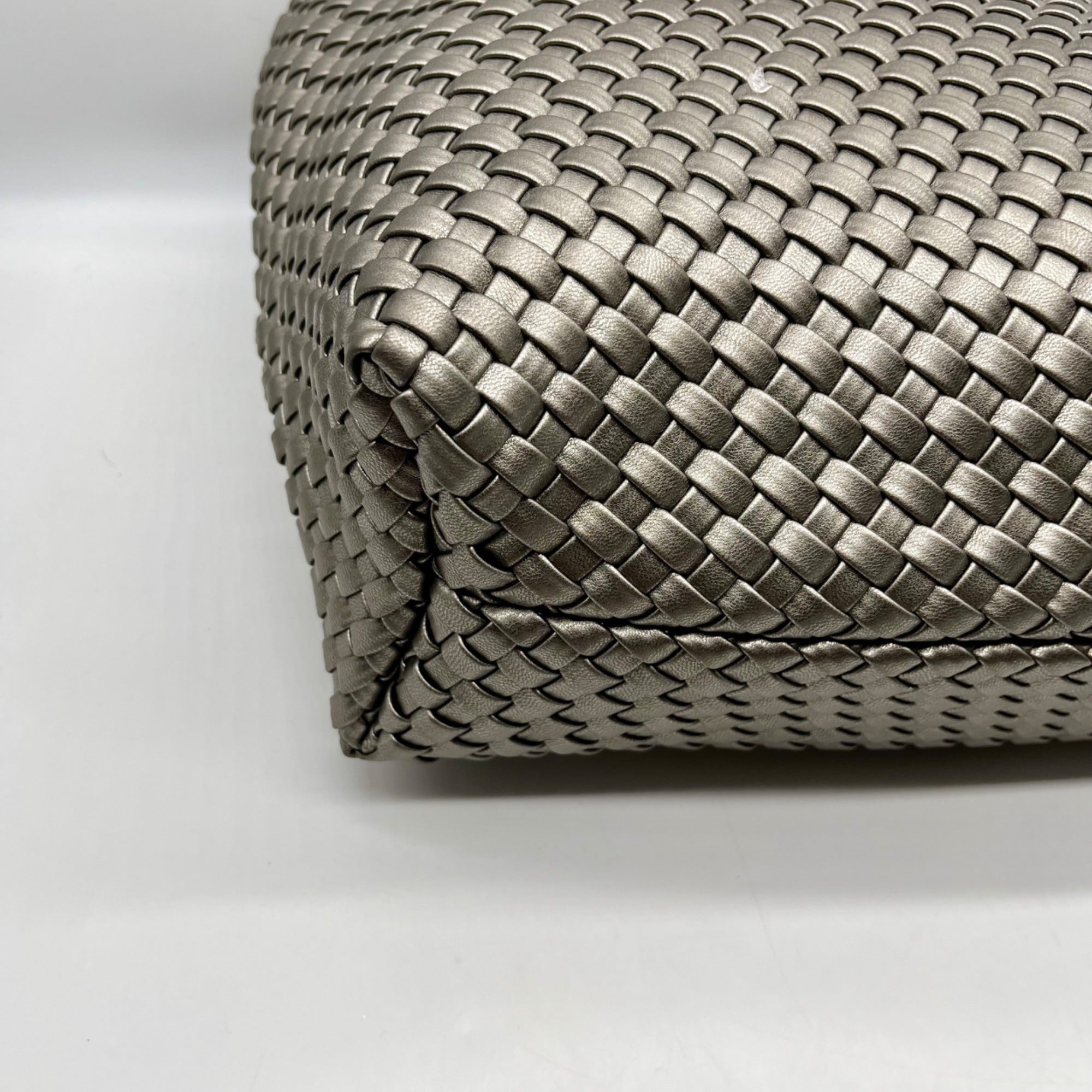 Unbranded Grey Woven Faux Leather Tote Bag