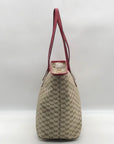 Michael Kors Beige Canvas And Red Leather Trim Monogram Tote Bag