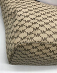 Michael Kors Beige Canvas And Red Leather Trim Monogram Tote Bag