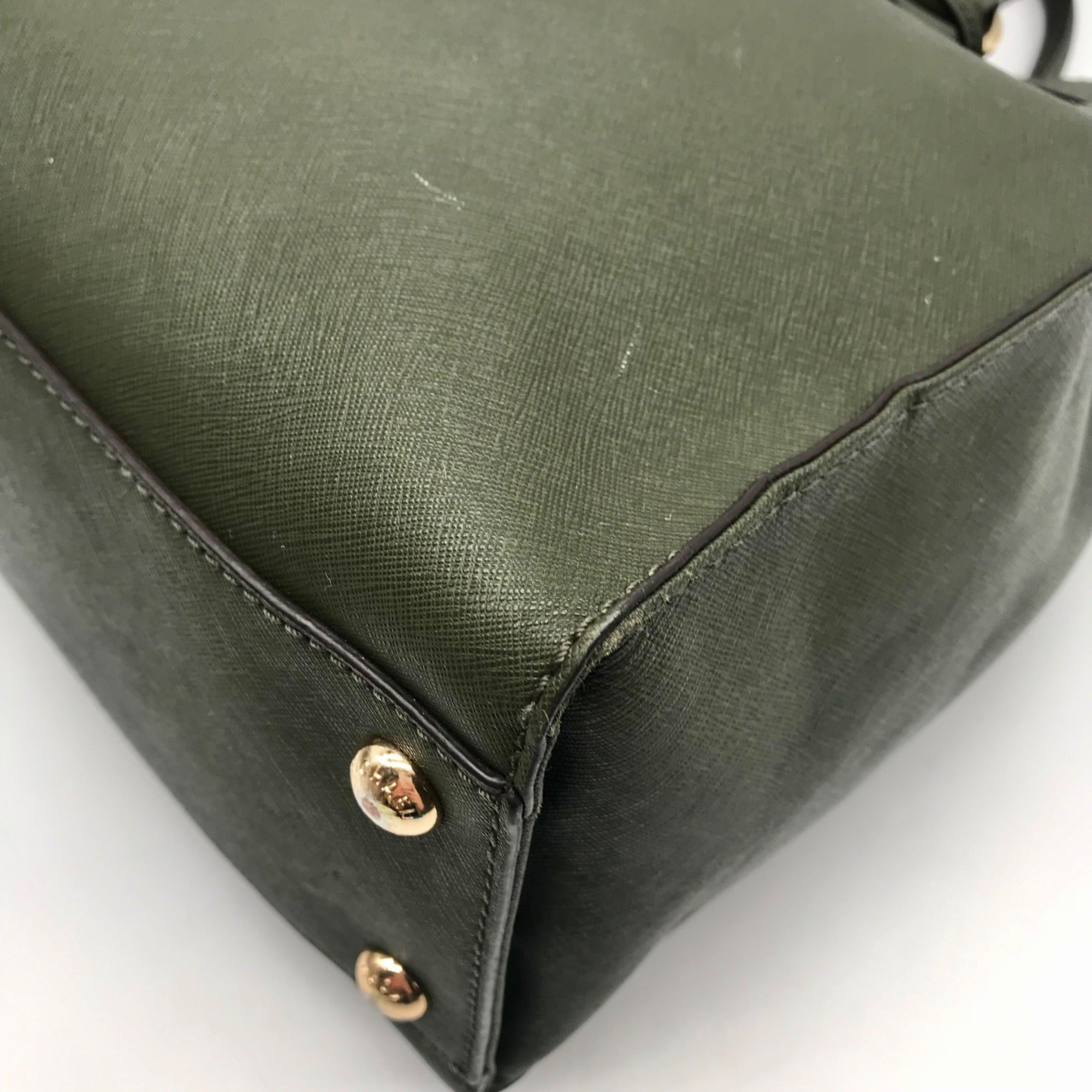 Michael Kors Olive Green Saffiano Leather Hamilton Tote Bag