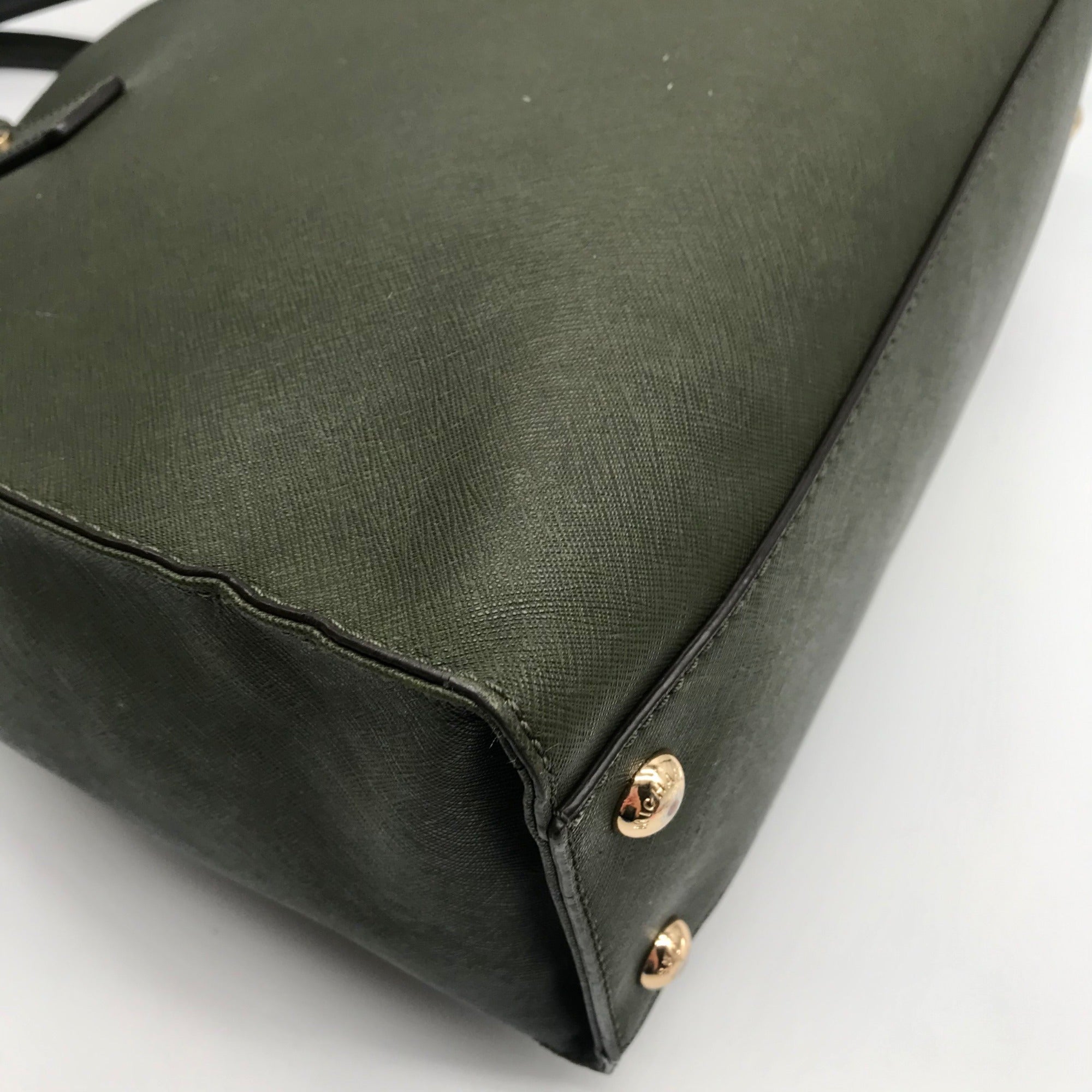 Michael Kors Olive Green Saffiano Leather Hamilton Tote Bag