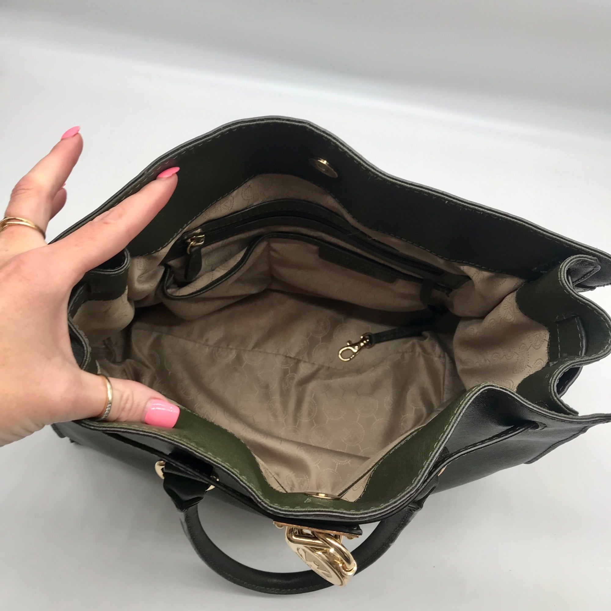Michael Kors Olive Green Saffiano Leather Hamilton Tote Bag