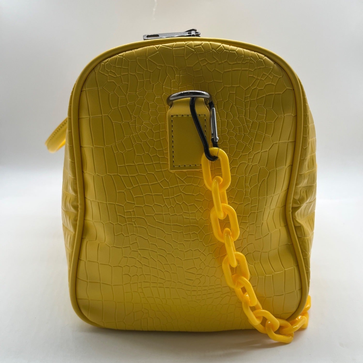 Privata Yellow Croc-Embossed Faux Leather Large Duffel Bag