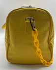 Privata Yellow Croc-Embossed Faux Leather Large Duffel Bag