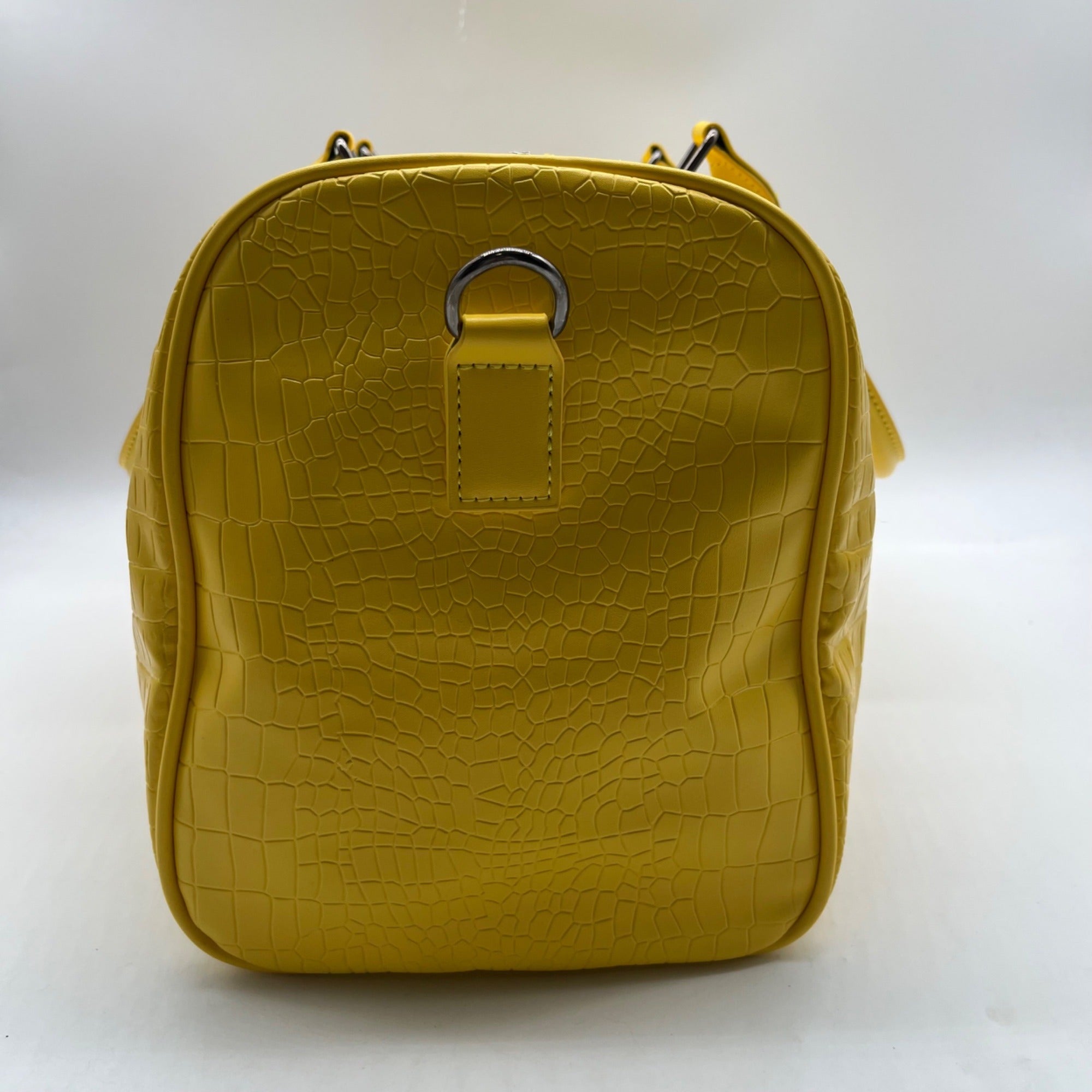 Privata Yellow Croc-Embossed Faux Leather Large Duffel Bag