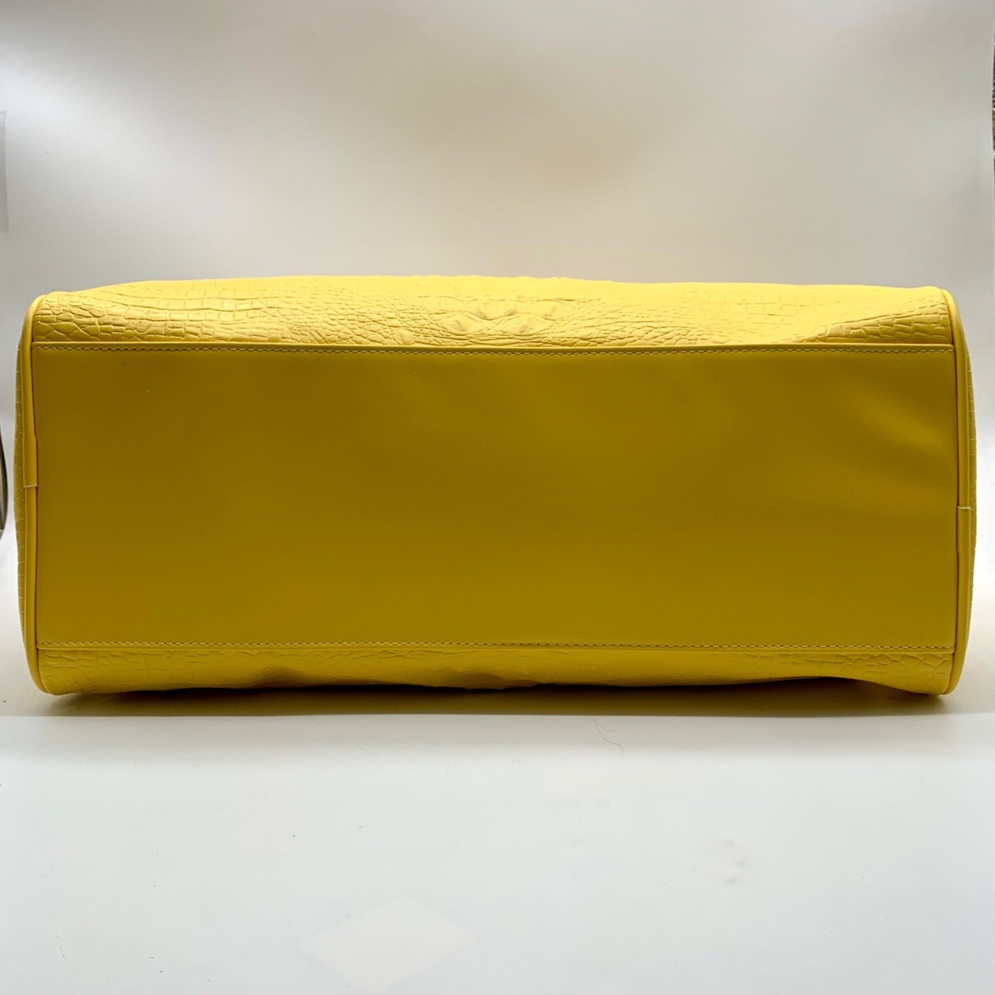 Privata Yellow Croc-Embossed Faux Leather Large Duffel Bag