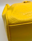 Privata Yellow Croc-Embossed Faux Leather Large Duffel Bag