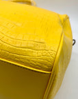 Privata Yellow Croc-Embossed Faux Leather Large Duffel Bag