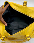 Privata Yellow Croc-Embossed Faux Leather Large Duffel Bag