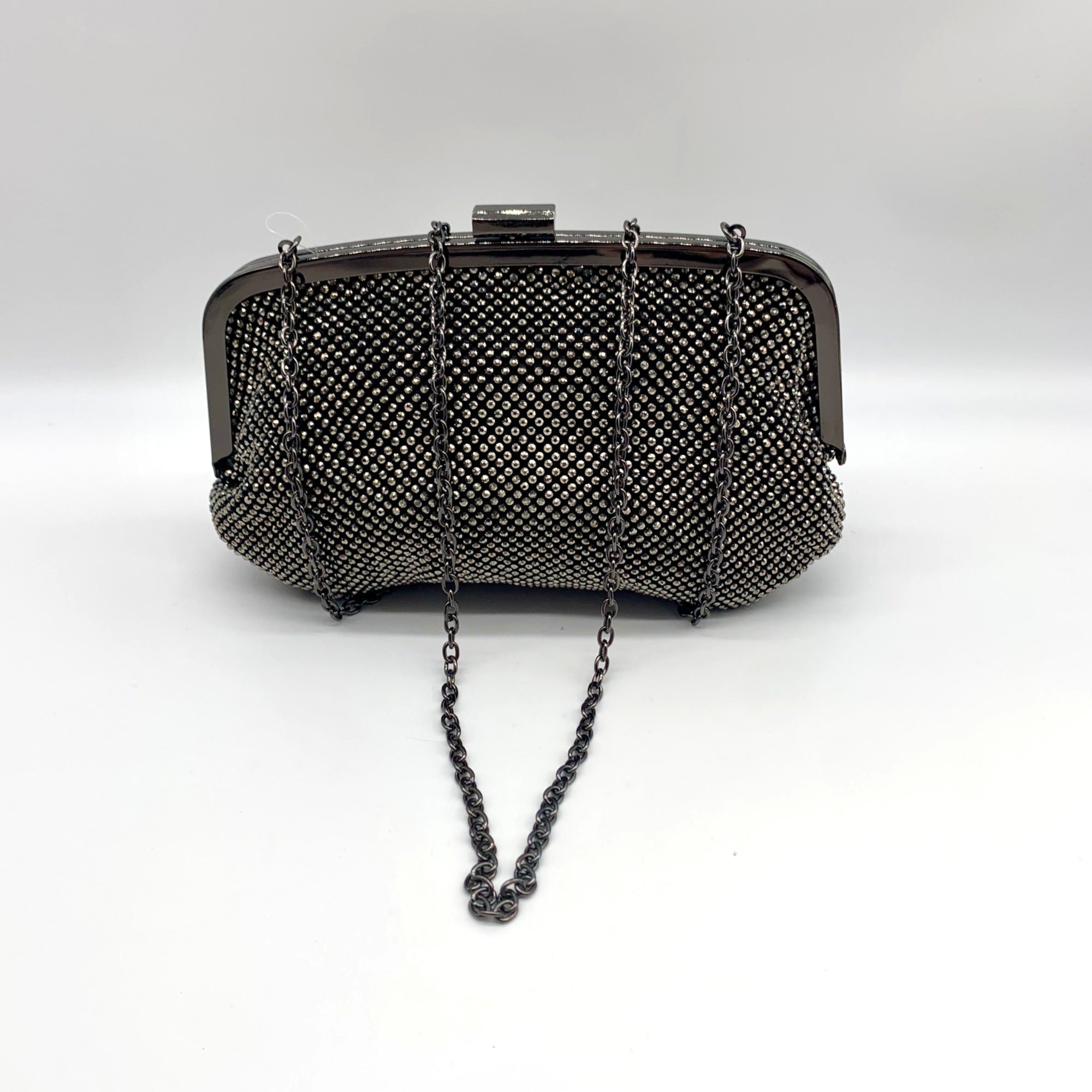 I.N.C. International Concepts Patsy Pewter Diamond Mesh Frame Clutch