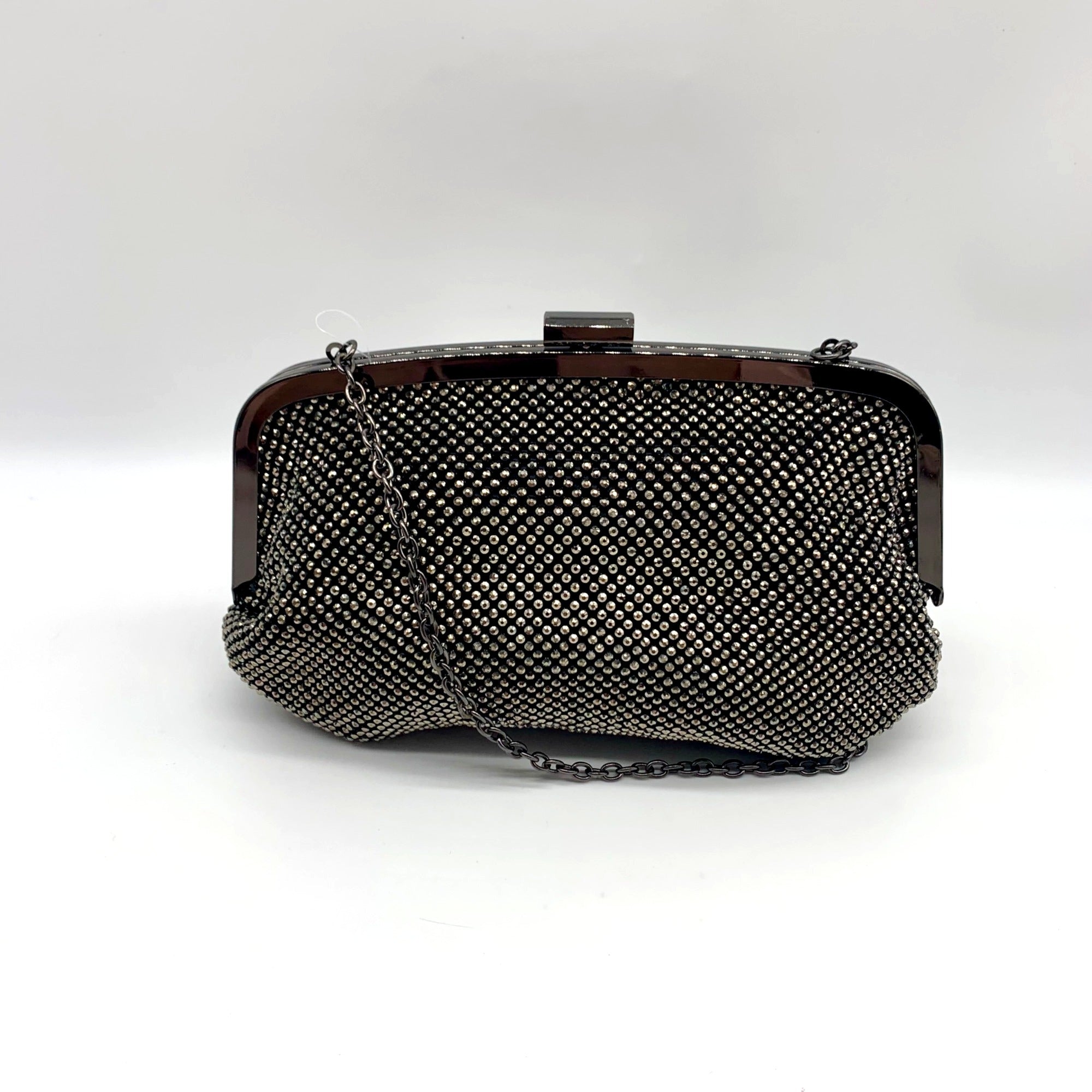 I.N.C. International Concepts Patsy Pewter Diamond Mesh Frame Clutch