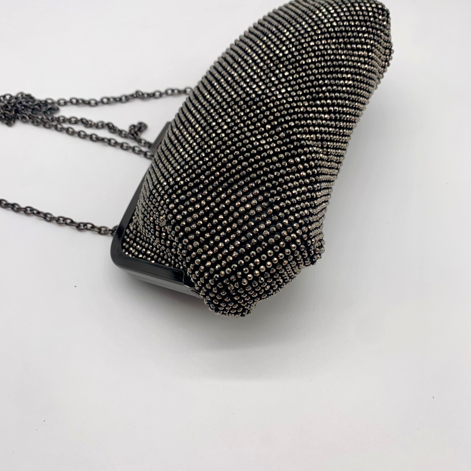 I.N.C. International Concepts Patsy Pewter Diamond Mesh Frame Clutch
