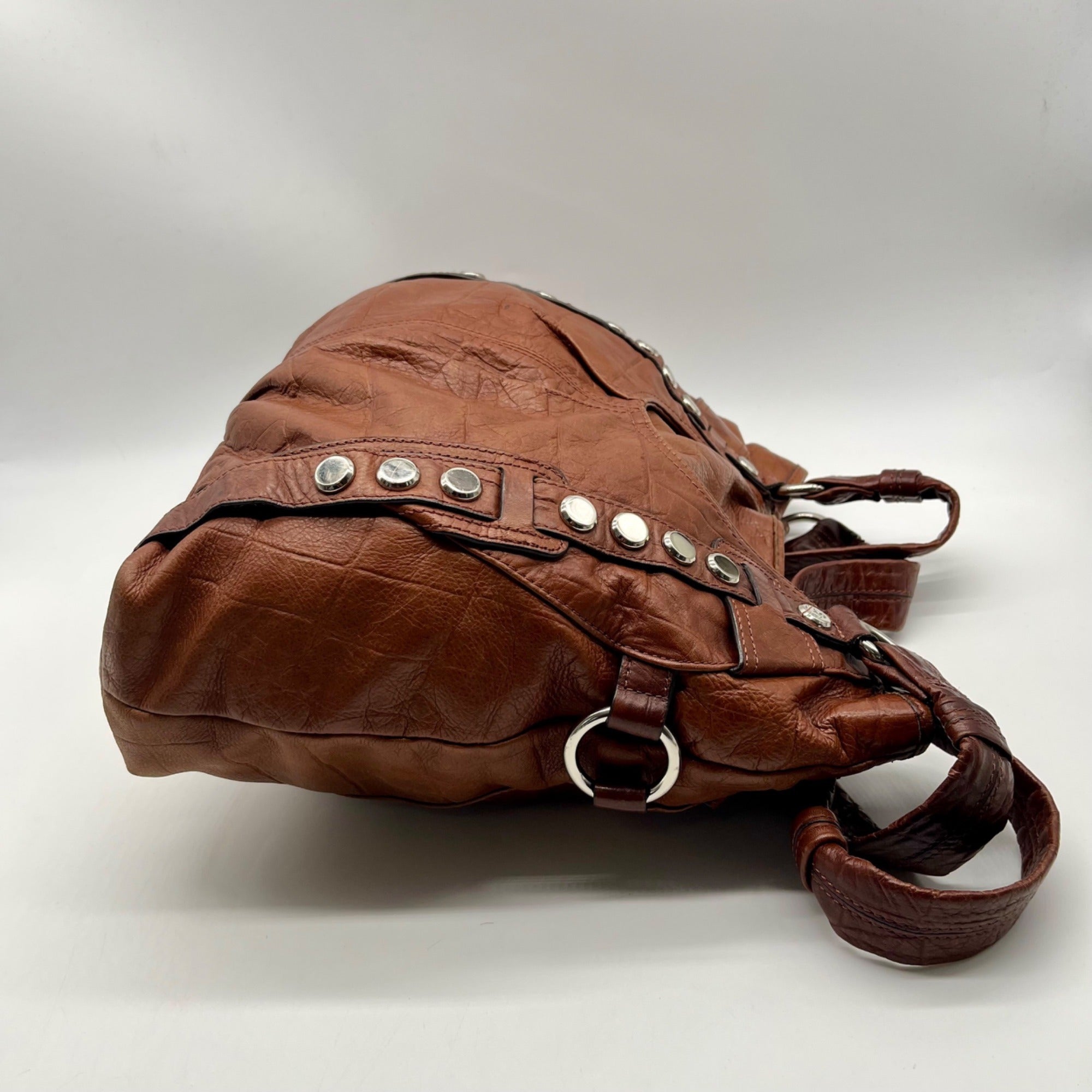 B Makowsky Brown Leather Hobo Shoulder Bag