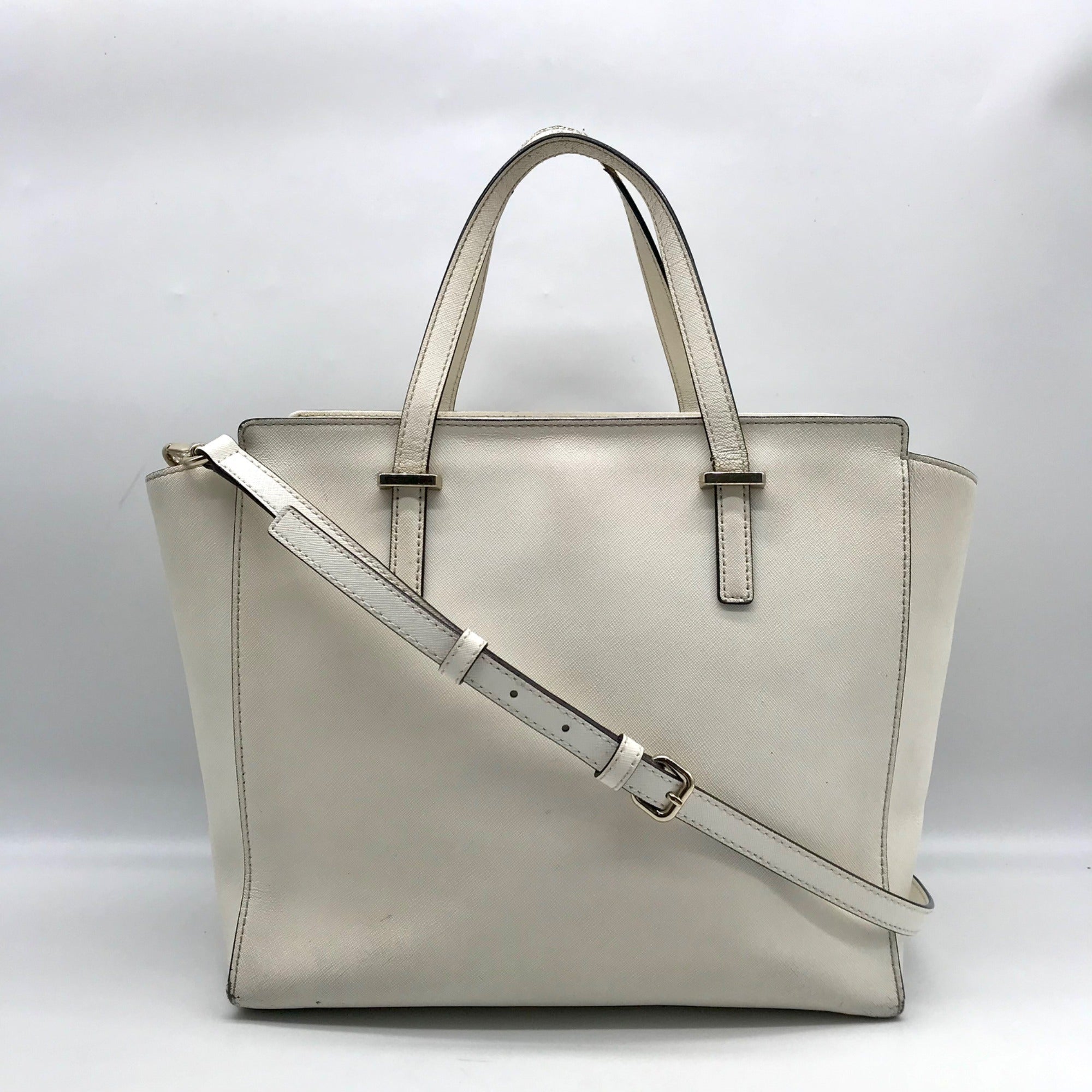Kate Spade White Saffiano Leather Large Cedar Street Hayden Convertible Satchel