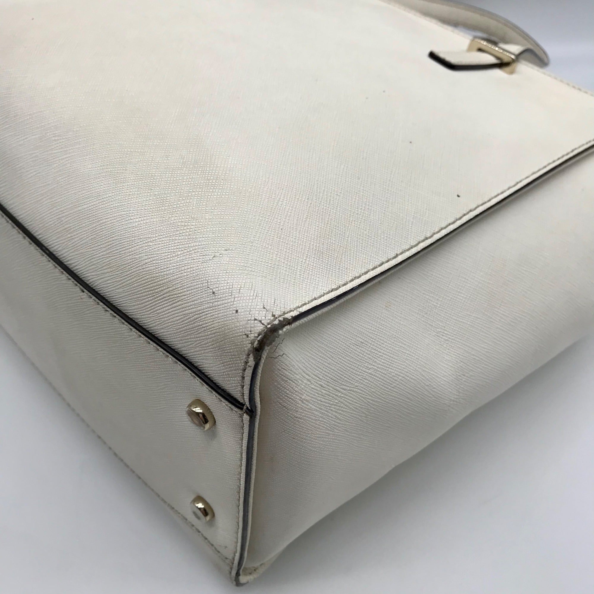 Kate Spade White Saffiano Leather Large Cedar Street Hayden Convertible Satchel
