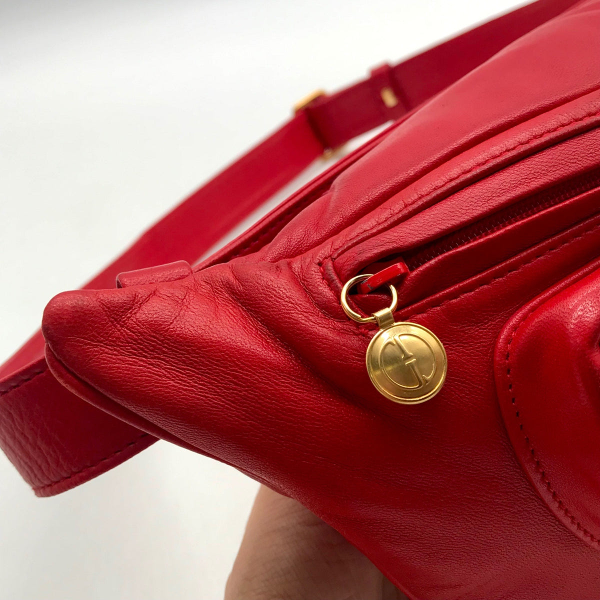 Gucci Red Smooth Leather Belt Bag