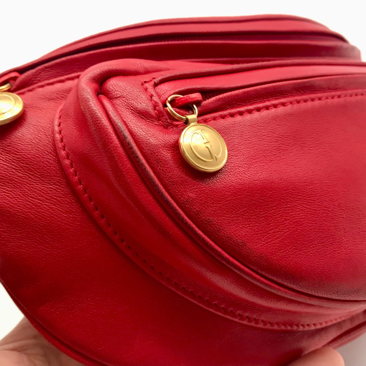 Gucci Red Smooth Leather Belt Bag