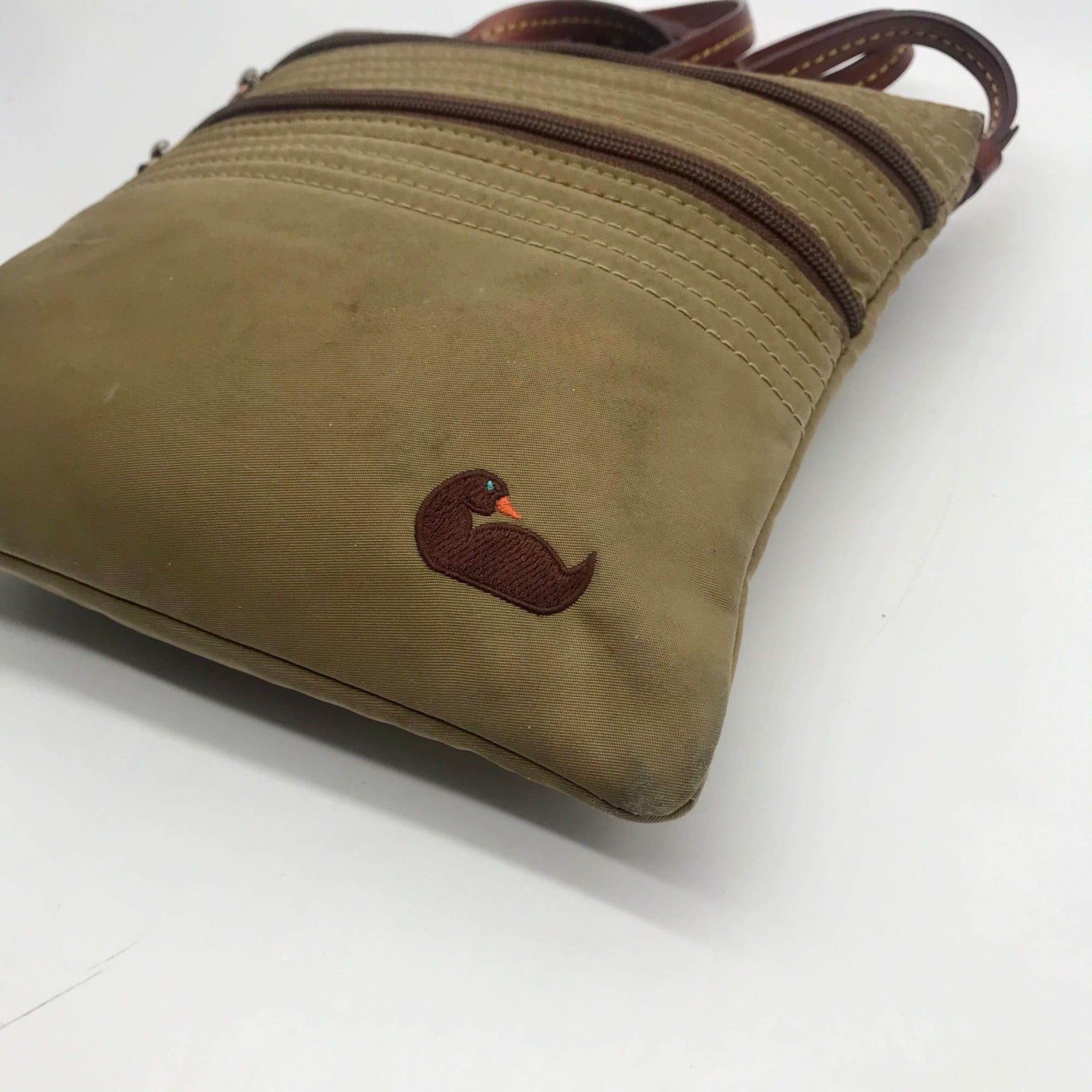 Dooney &amp; Bourke Green Nylon North South Triple Zip Crossbody Bag