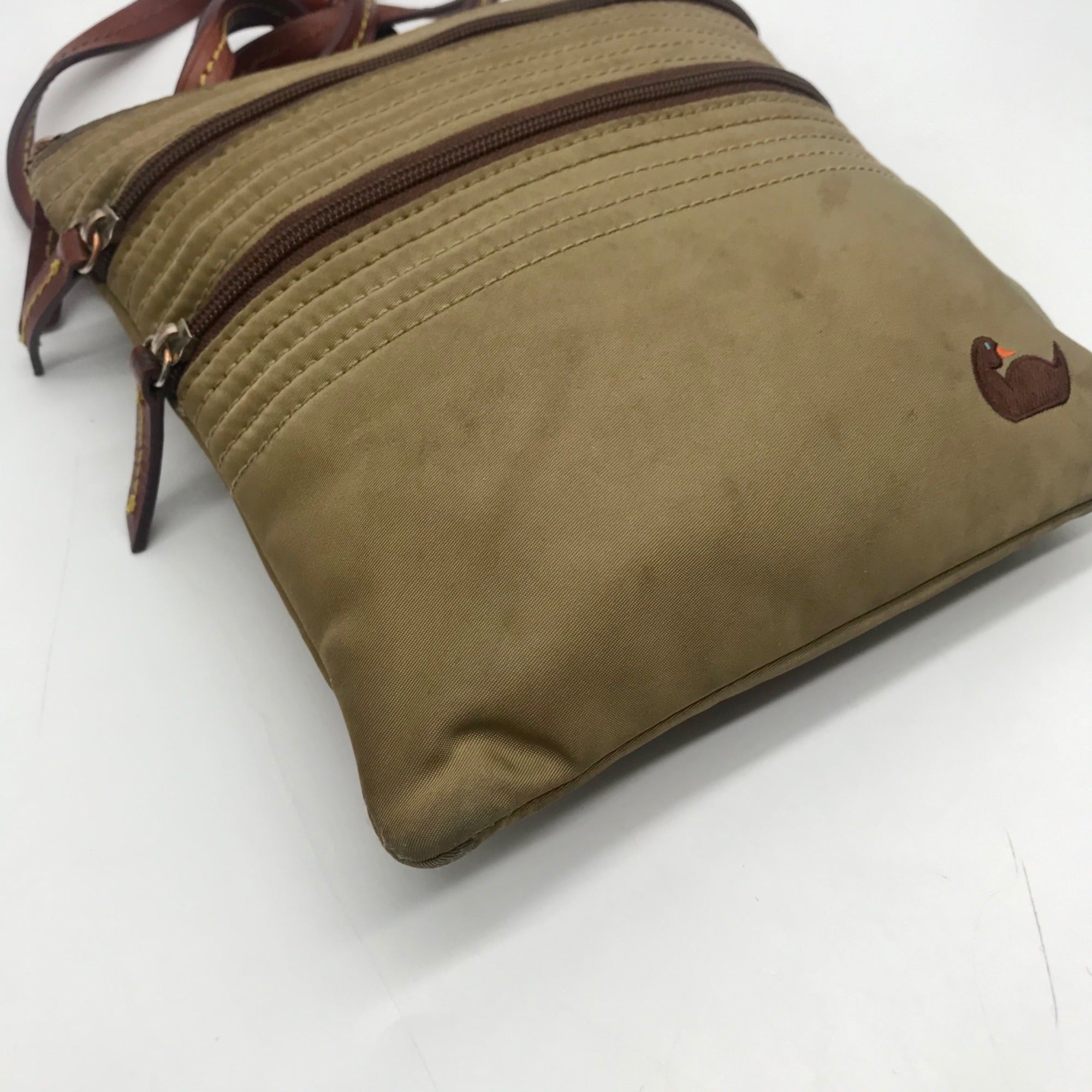 Dooney &amp; Bourke Green Nylon North South Triple Zip Crossbody Bag