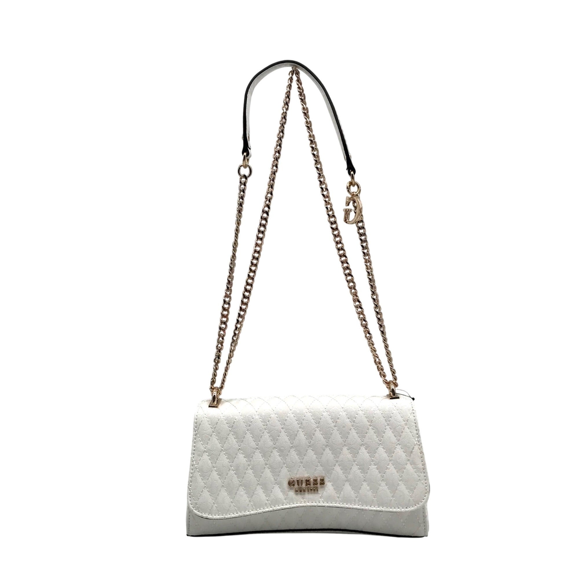 Guess White Quilted Small Betula Convertible Crossbody Bag 