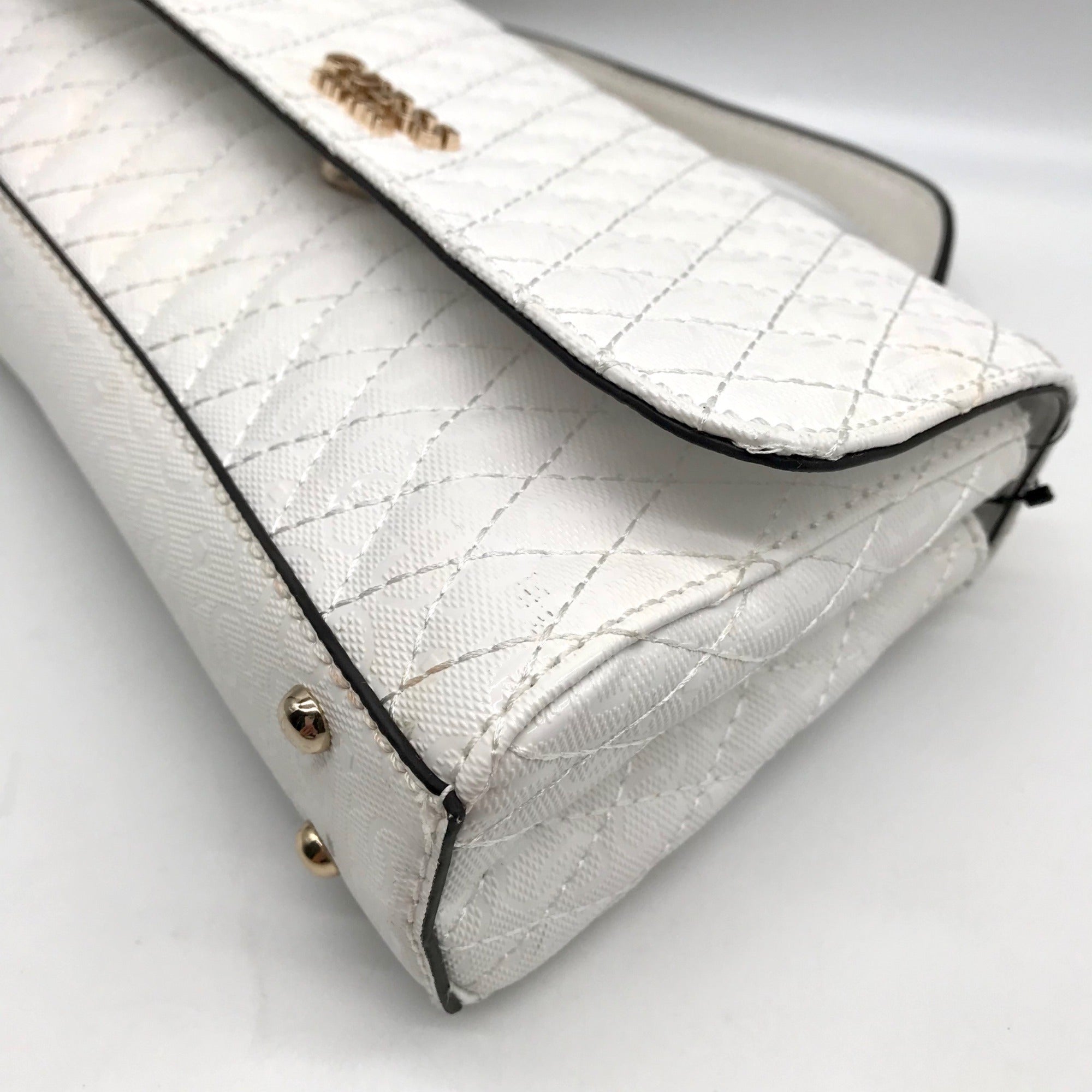 Guess White Quilted Small Betula Convertible Crossbody Bag