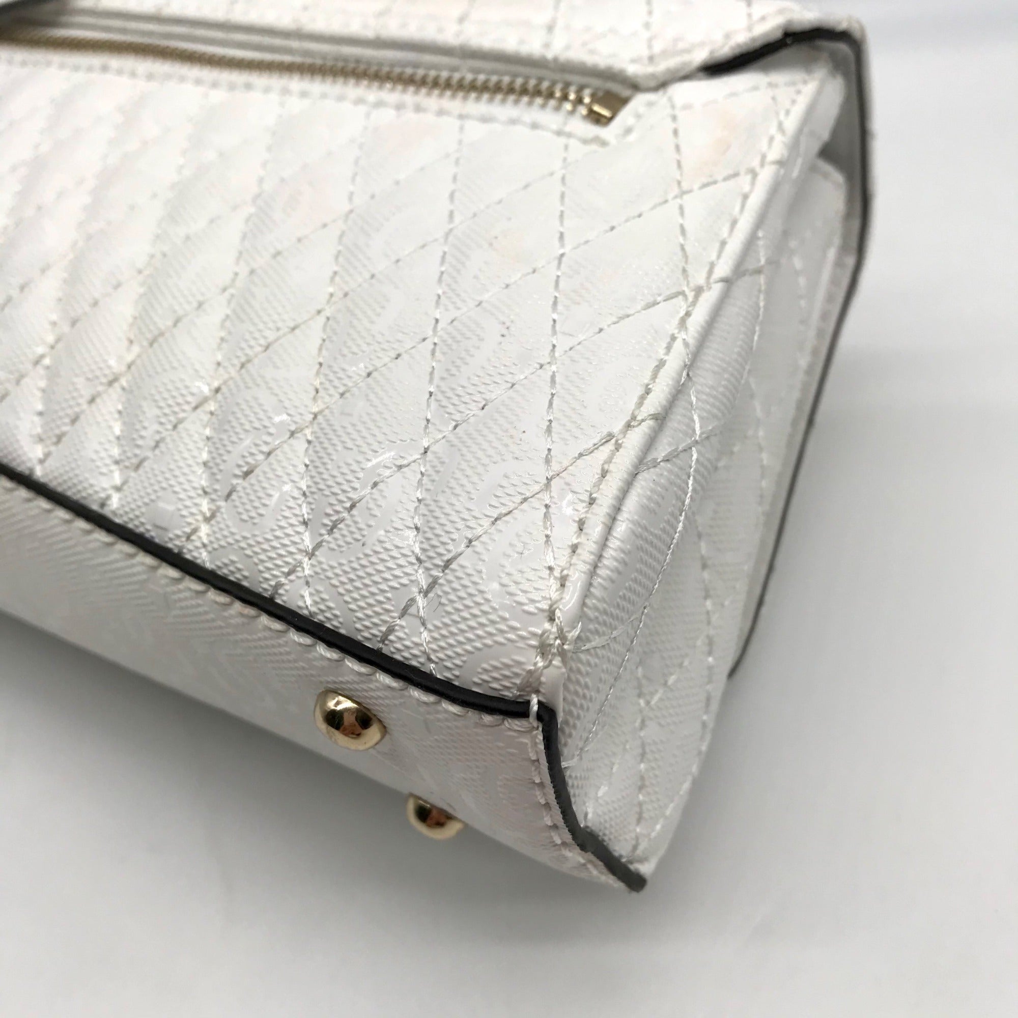 Guess White Quilted Small Betula Convertible Crossbody Bag