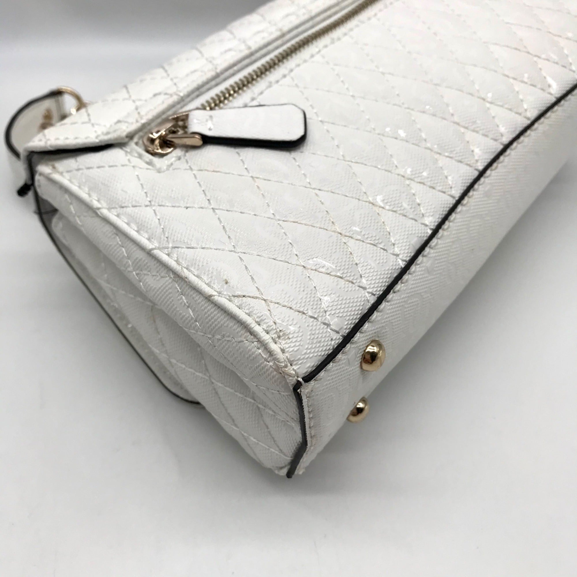 Guess White Quilted Small Betula Convertible Crossbody Bag