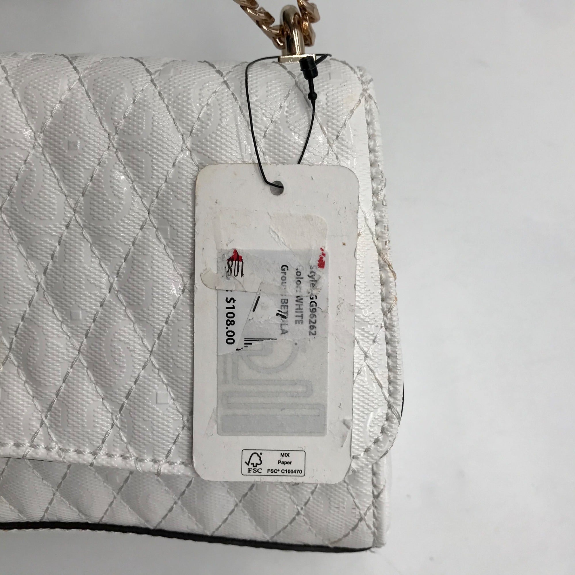Guess White Quilted Small Betula Convertible Crossbody Bag
